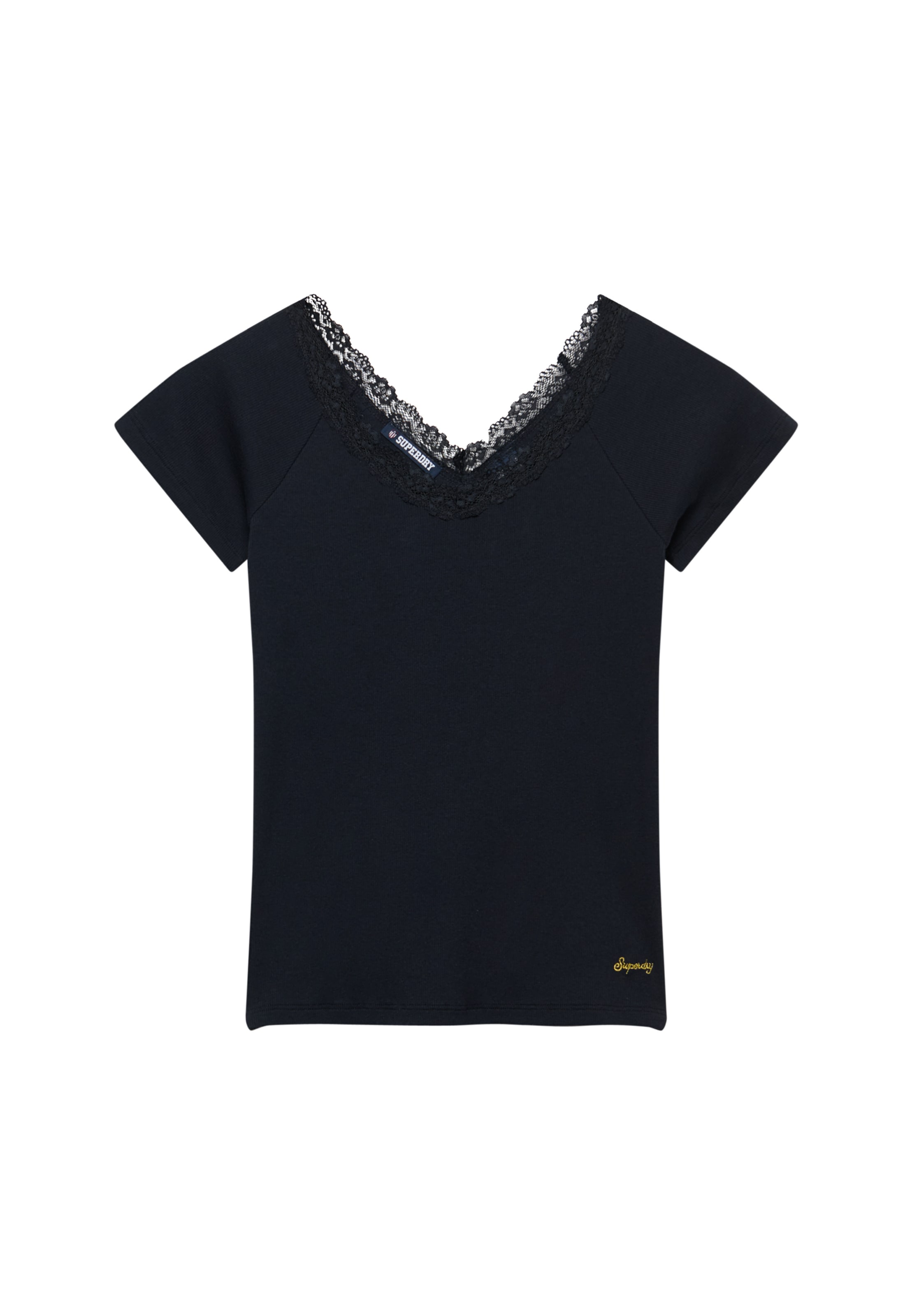 Superdry V-Shirt »ATH ESS LACE TRIM V TEE« mit Spitze