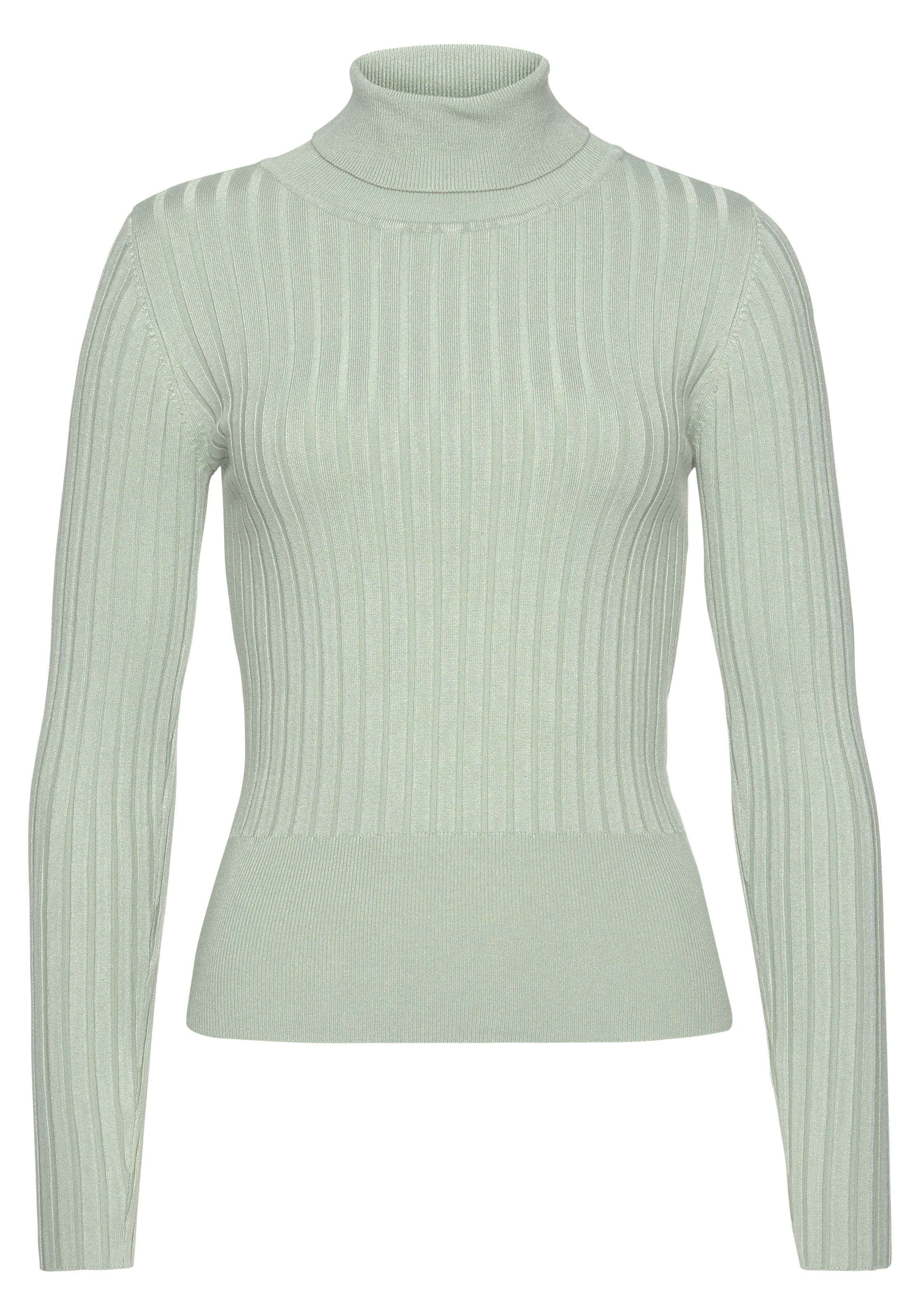 LASCANA Rollkragenpullover, aus weichem Rippstrick, figurbetonter Strickpullover