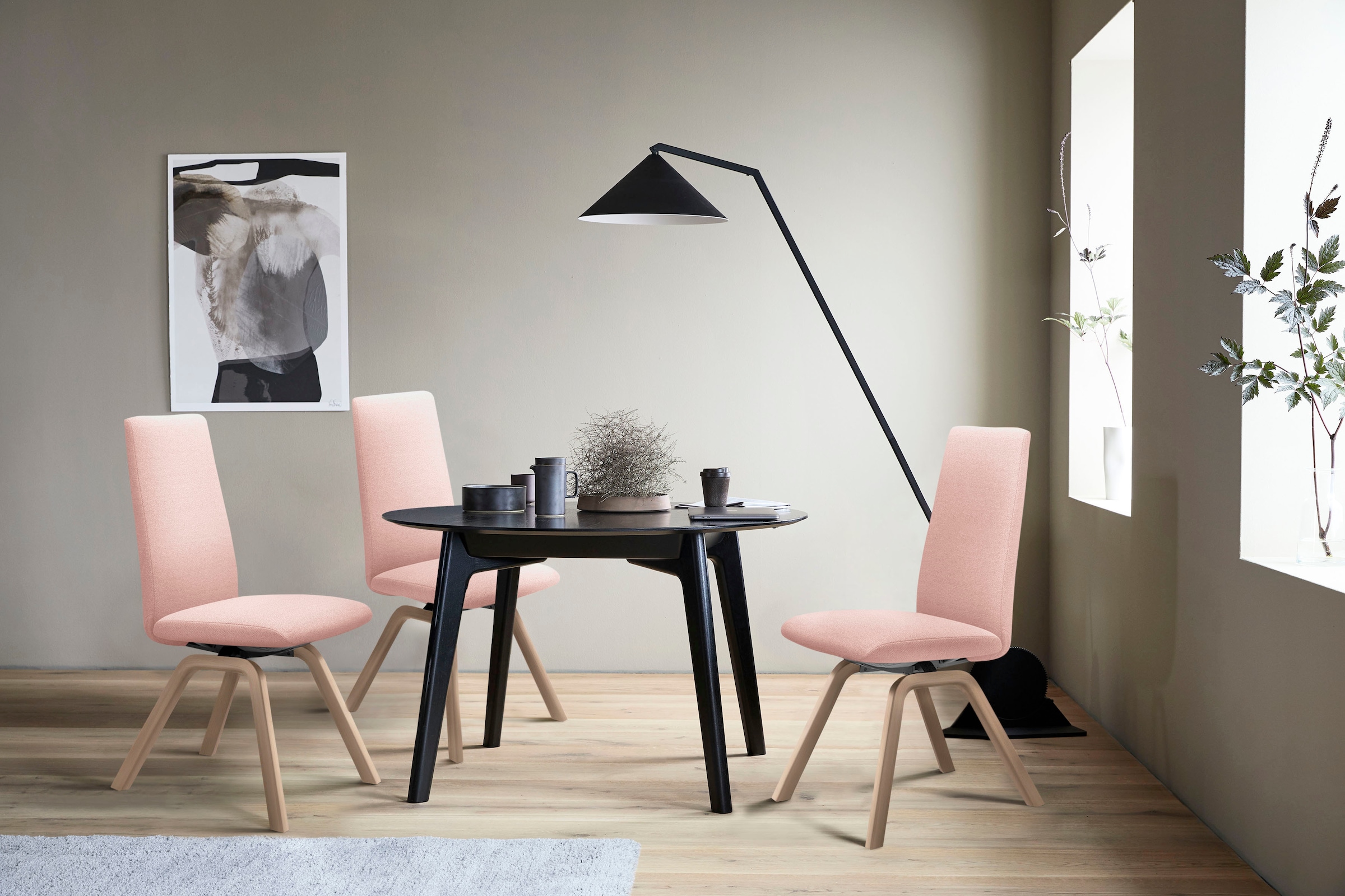 Stressless® Polsterstuhl »Laurel«, ROHLEDER Stoff Q2 FARON, High Back, Größe M, mit schräggestellten Beinen in Eiche natur