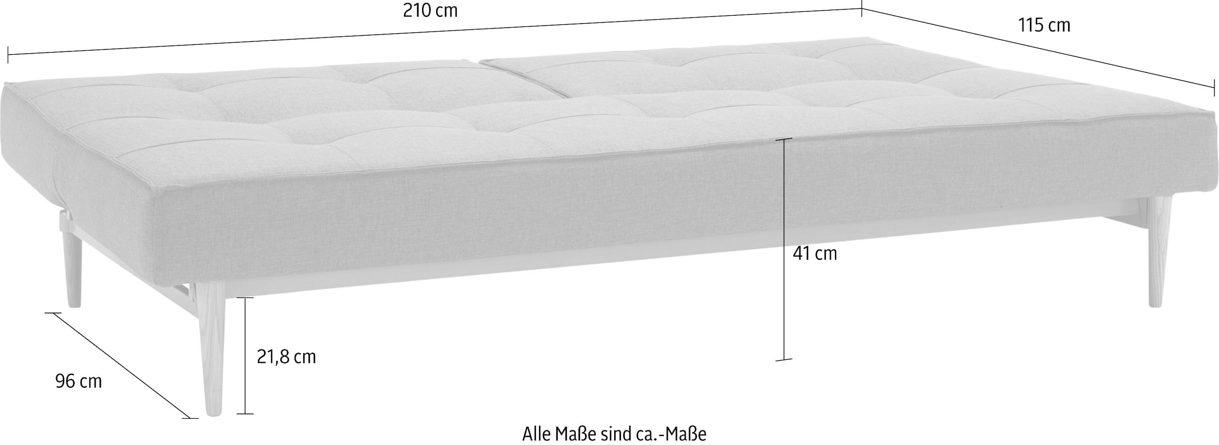 INNOVATION LIVING ™ Schlafsofa »Splitback, Rückenlehnen einzeln verstellbar, komfortabel mit Federkern«, mit hellen Styletto Beinen, in skandinavischen Design