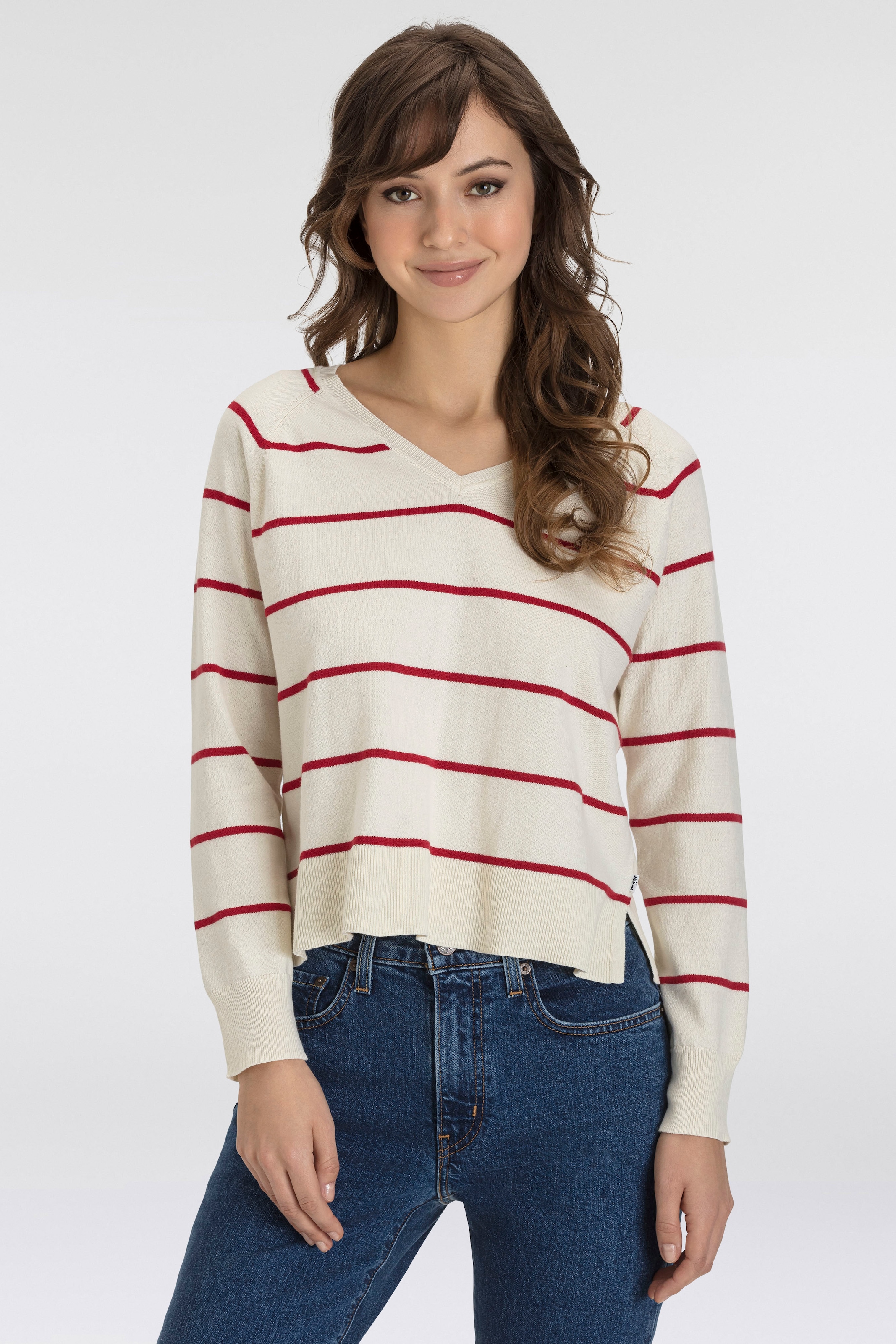 Levi's® Longpullover »PETAL VNECK SWEATER«, mit Rippbündchen