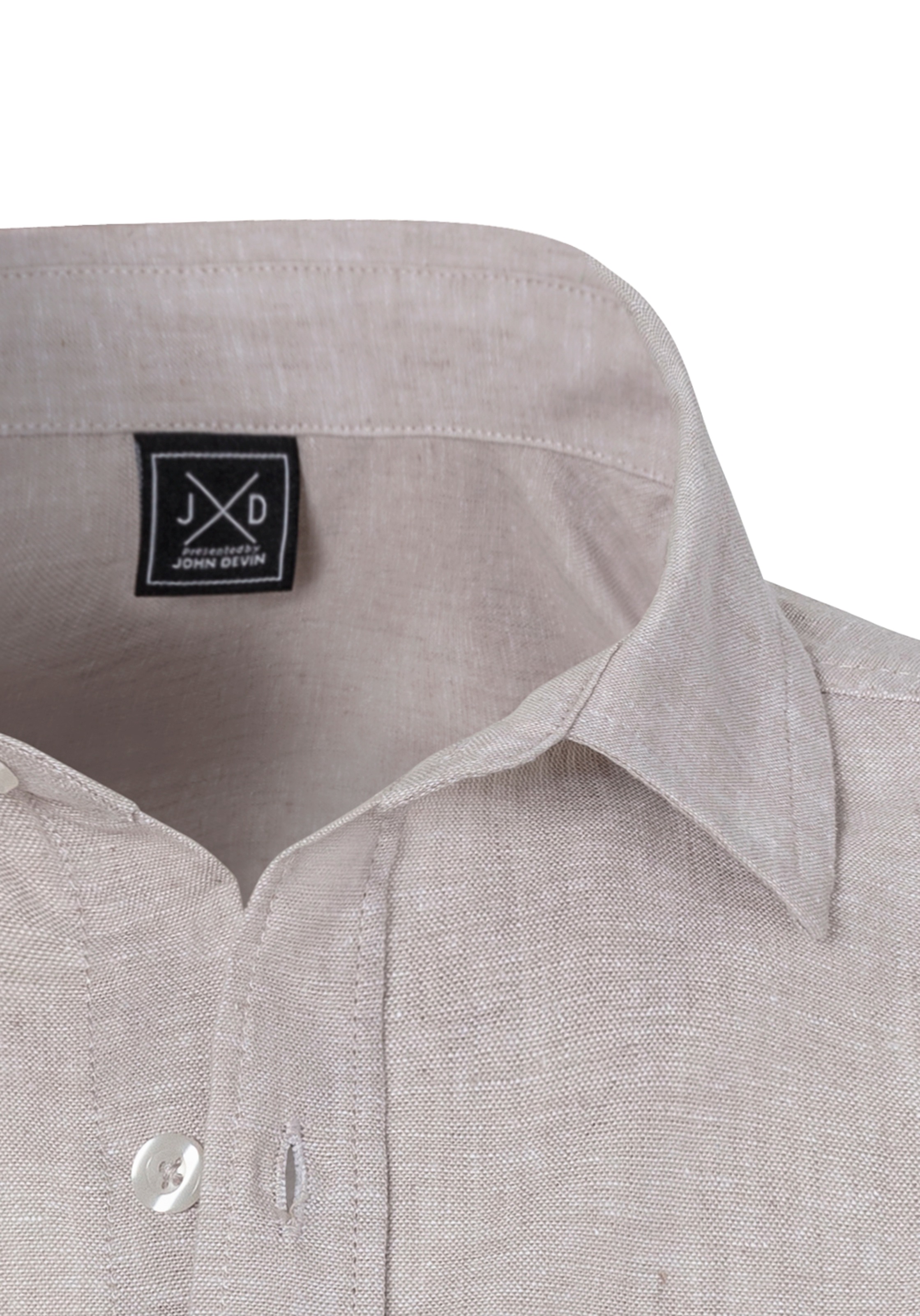 John Devin Kurzarmhemd »Regular Fit,« Leinenhemd mit Kentkragen aus Baumwoll-Leinen Mischung