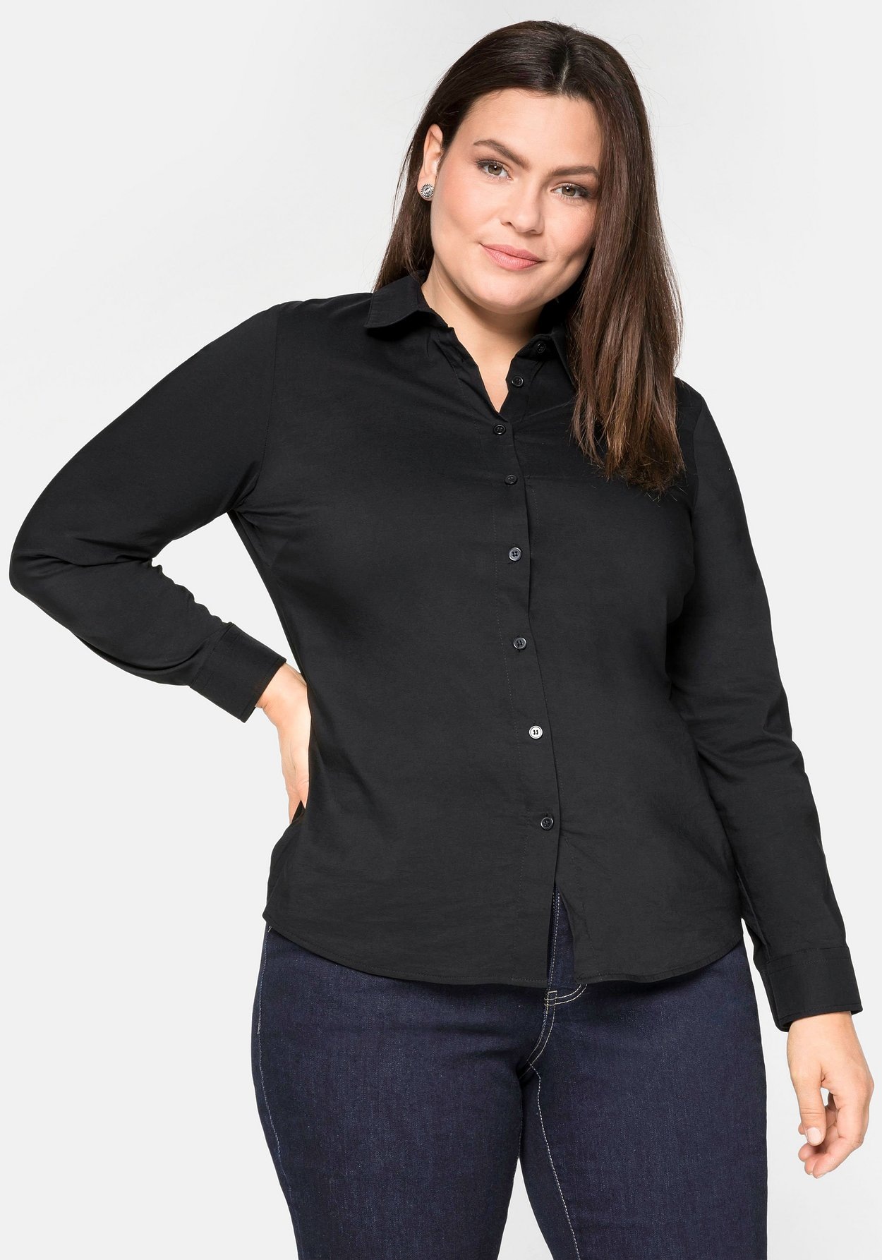 Sheego Hemdbluse »Bluse mit Stretch-Anteil«