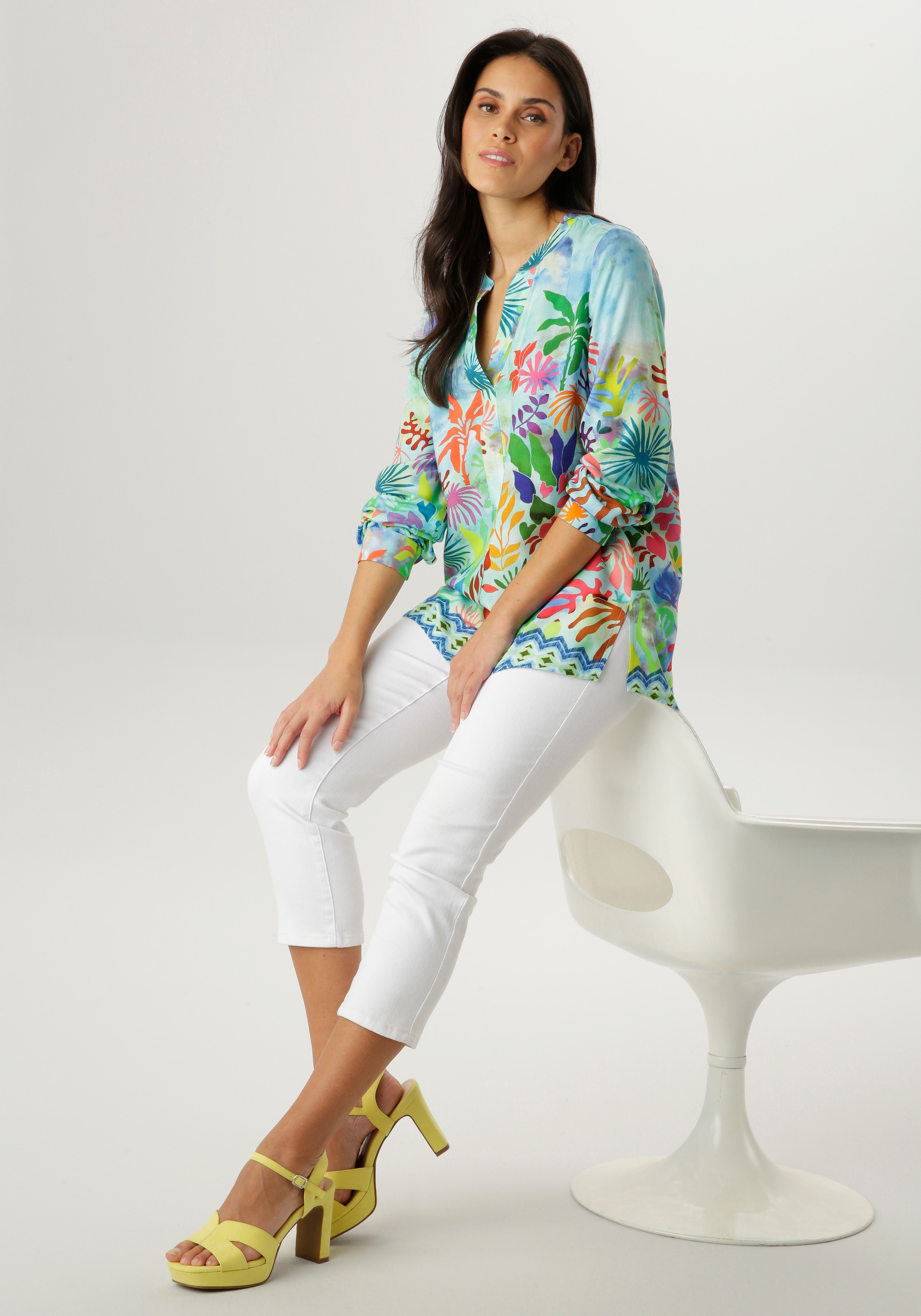 Aniston SELECTED Schlupfbluse mit ausdrucksstarken Korallenmuster - NEUE KOLLEKTION