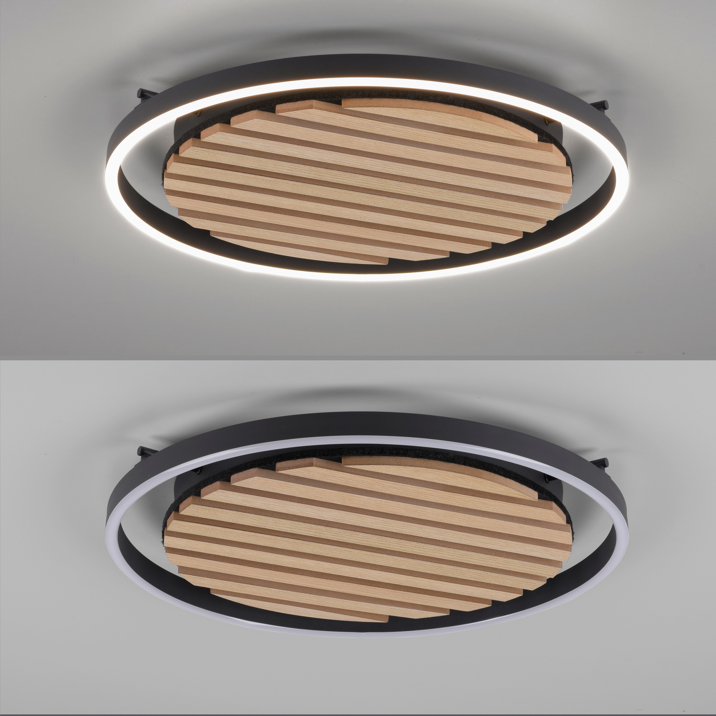 Leonique Deckenleuchte »Brialeen - Akustikpaneele«, 1 flammig, Leuchtmittel LED-Board | LED fest integriert, Akustikpaneel, CCT, Deckenlampe, Akustik, Holz, Paneele, Fernbedienung