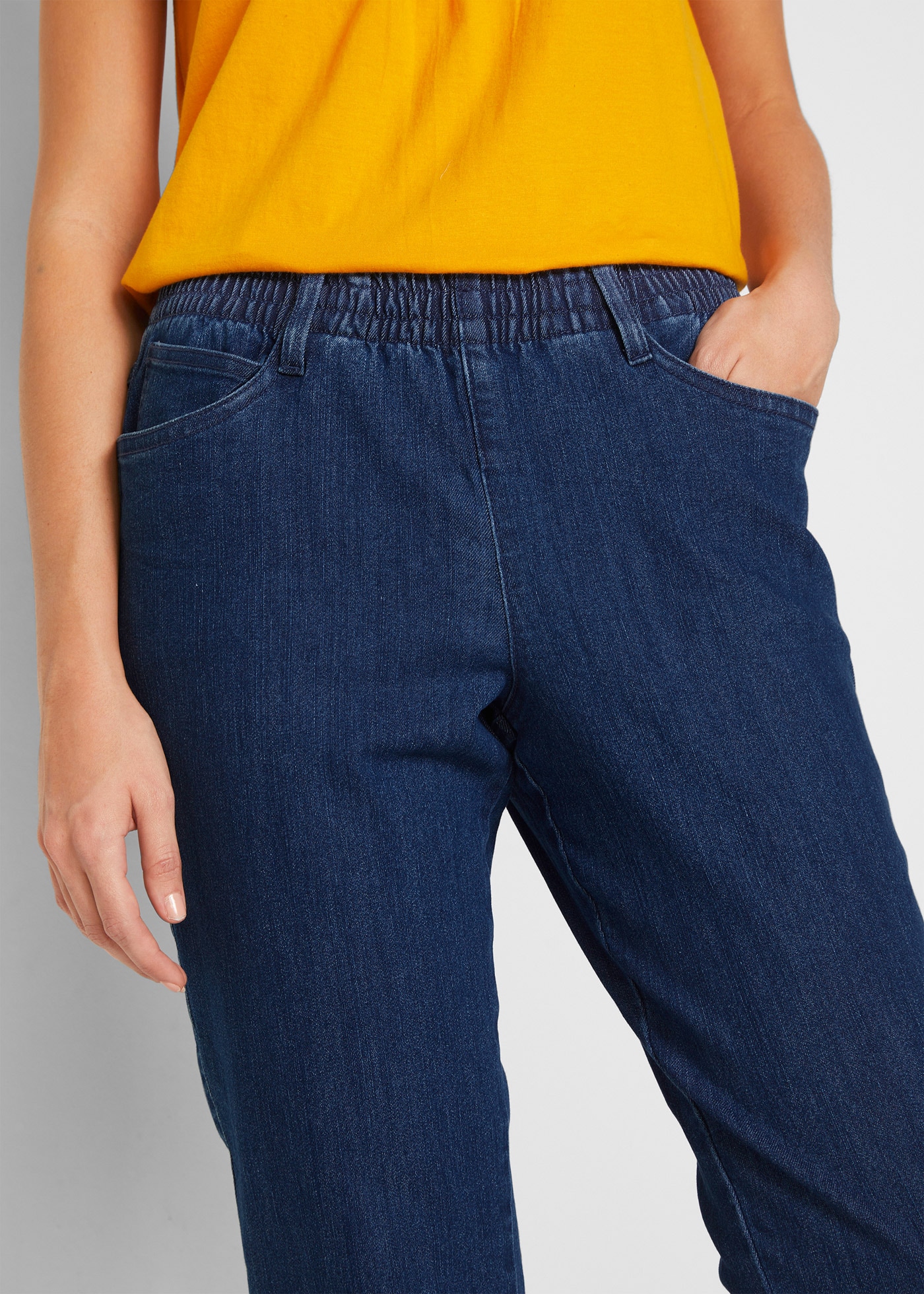 bonprix Straight-Jeans Packung, 2 gerades Bein, mit erhöhtem Gummibund, in Stretch-Qualität