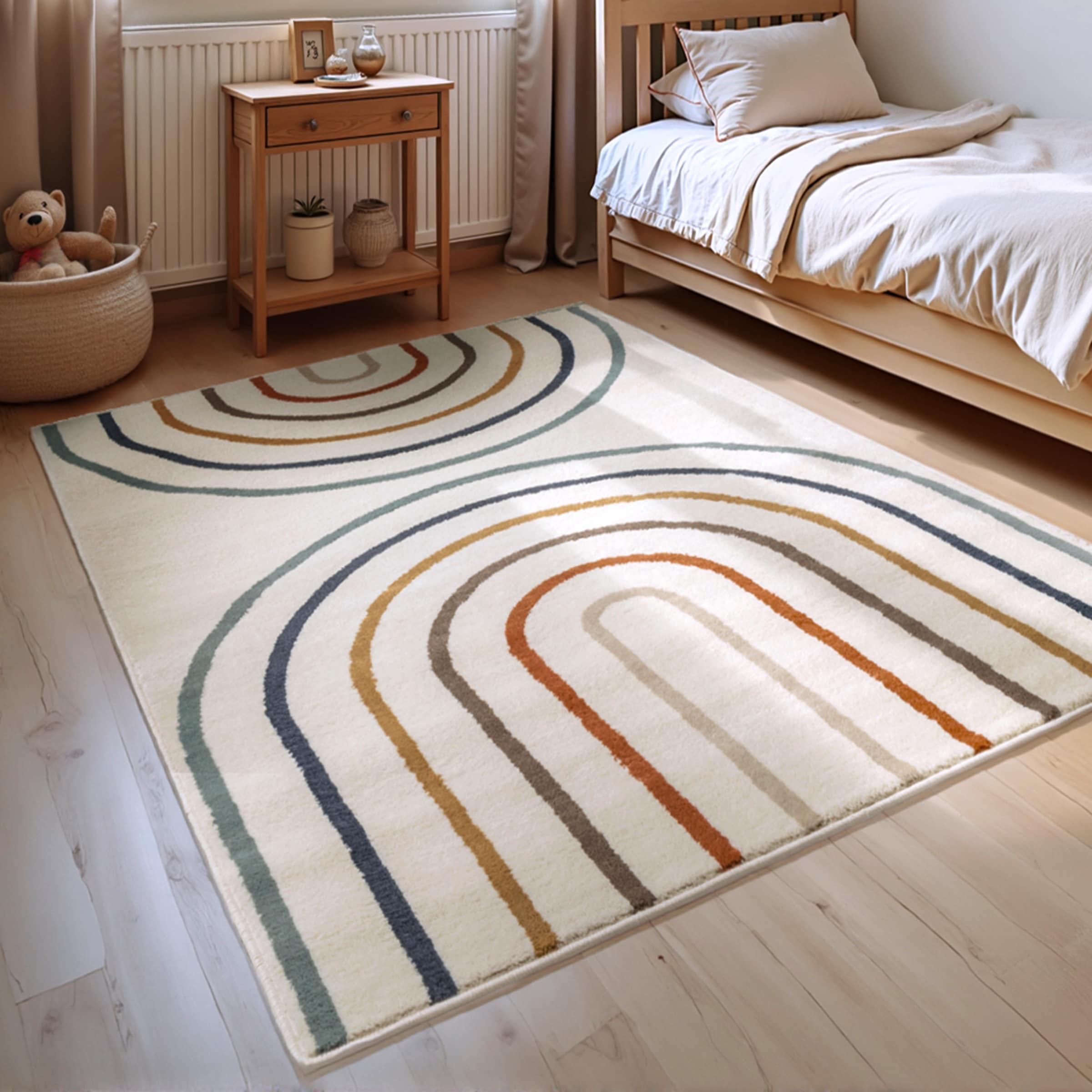 THE RUGS Adventures Kids Rainbow Rug & Runner Polypropylene Short Pile Rug | Size: 120cm x 170cm