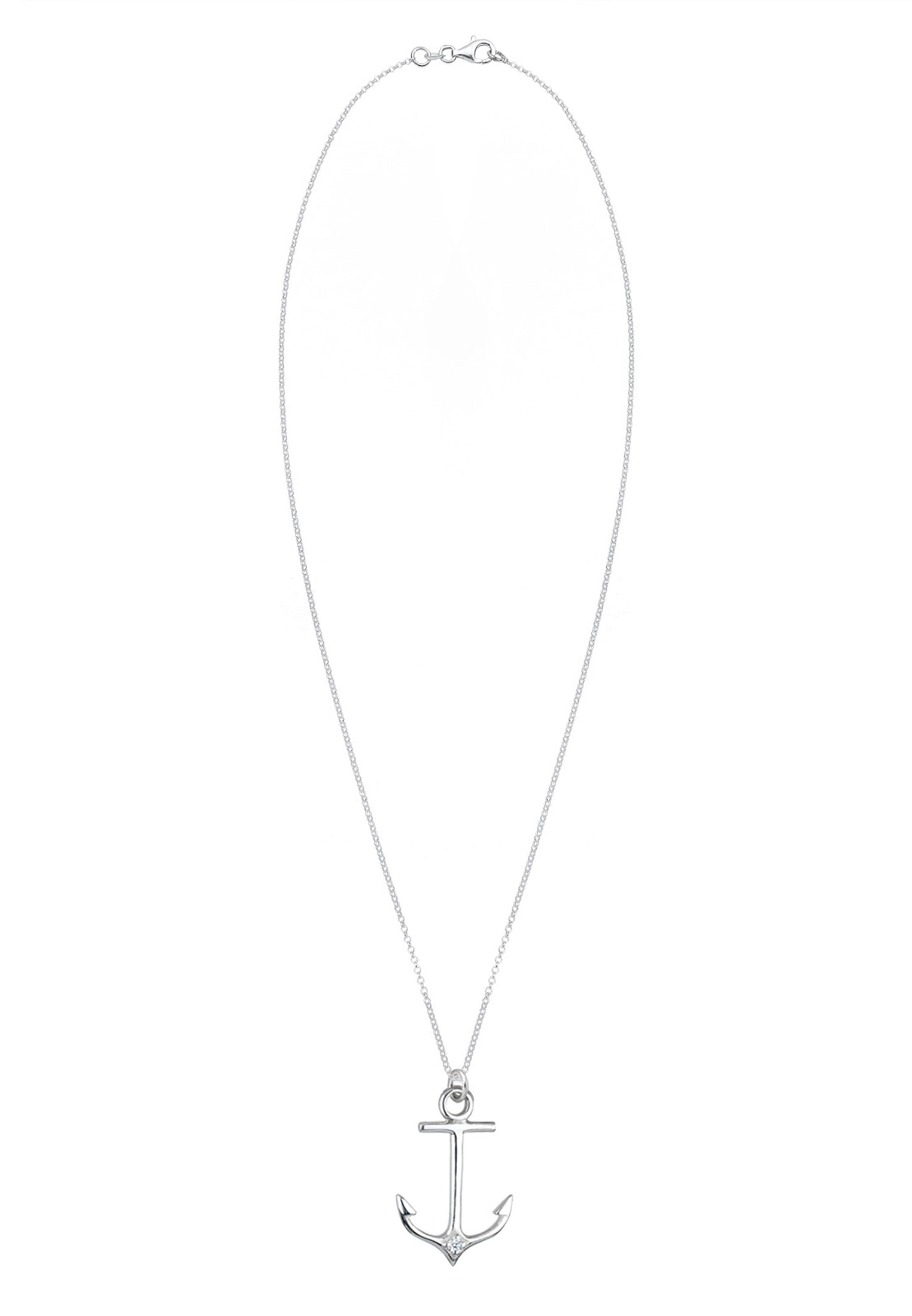 Elli DIAMONDS Silberkette »Halskette Anker Diamant Weiß (0.03ct) 925 Sterling Silber«