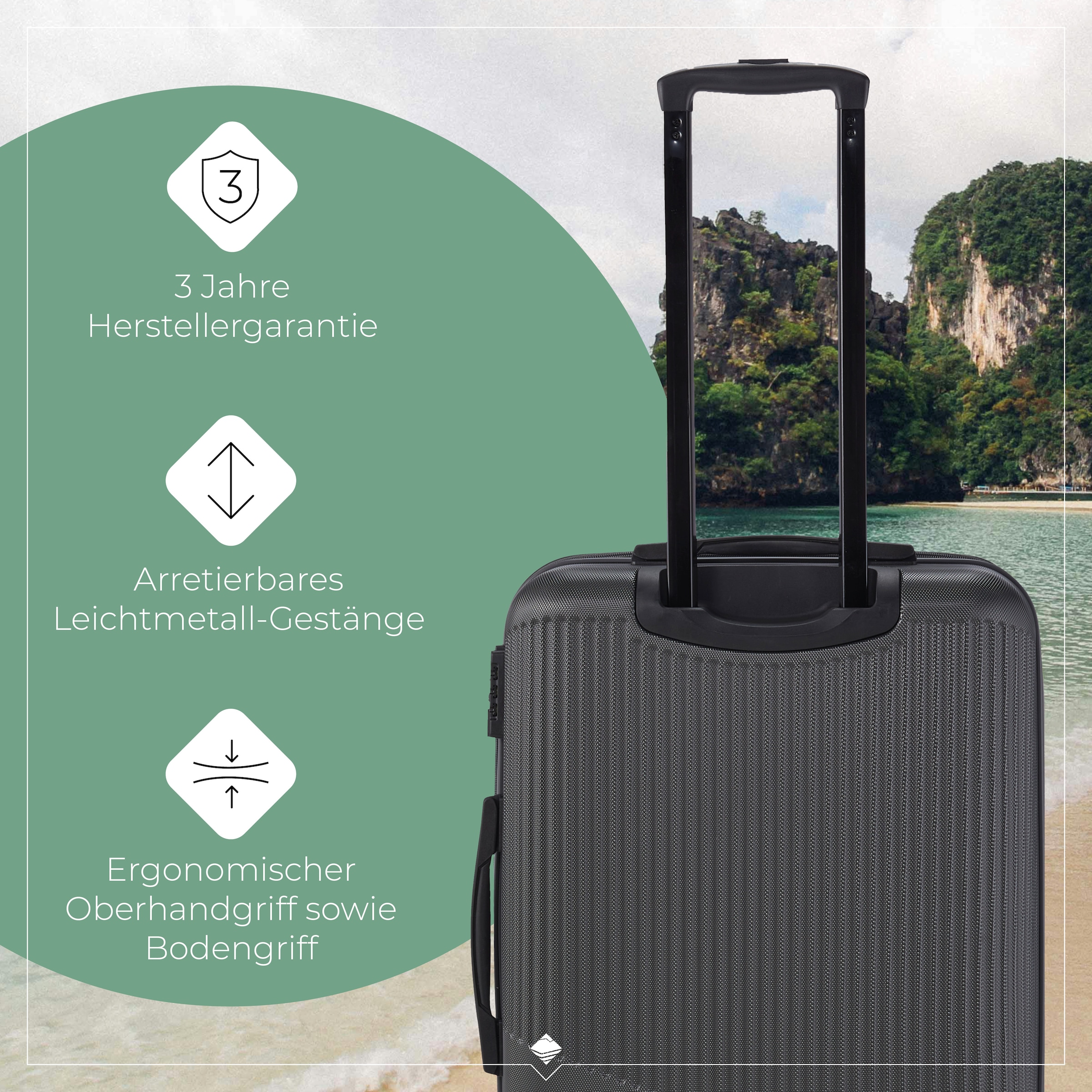 travelite Trolleyset »BALI 3-teilig Hartschale« TSA-Schloss – robustes Reisegepäck