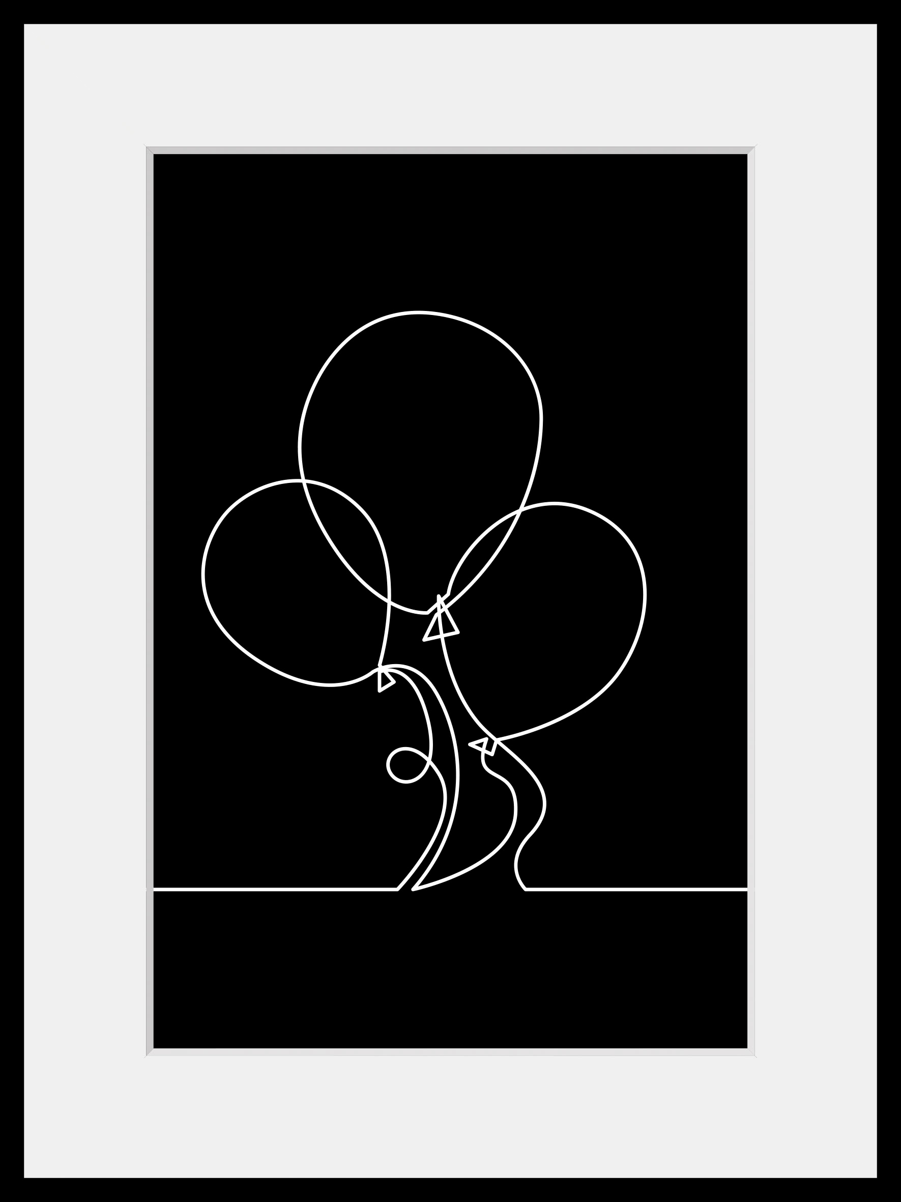 queence Bild »Henry« Kunst | Luftballon | Modern | Schwarz-Weiß 1 Stk. tlg. HD Premium Poster-Druck inkl. Holzrahmen