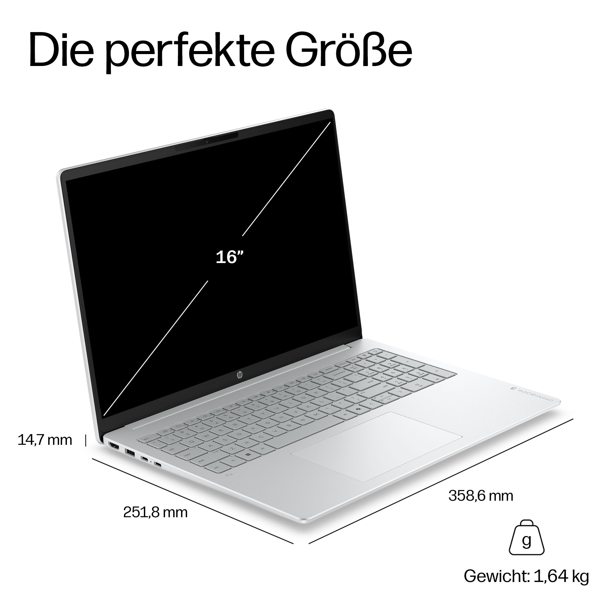 HP Notebook »OmniBook 3 16-bu0074ngx« 40,6 cm / 16 ″ Intel Ultra 7 Intel Graphics 512 GB SSD