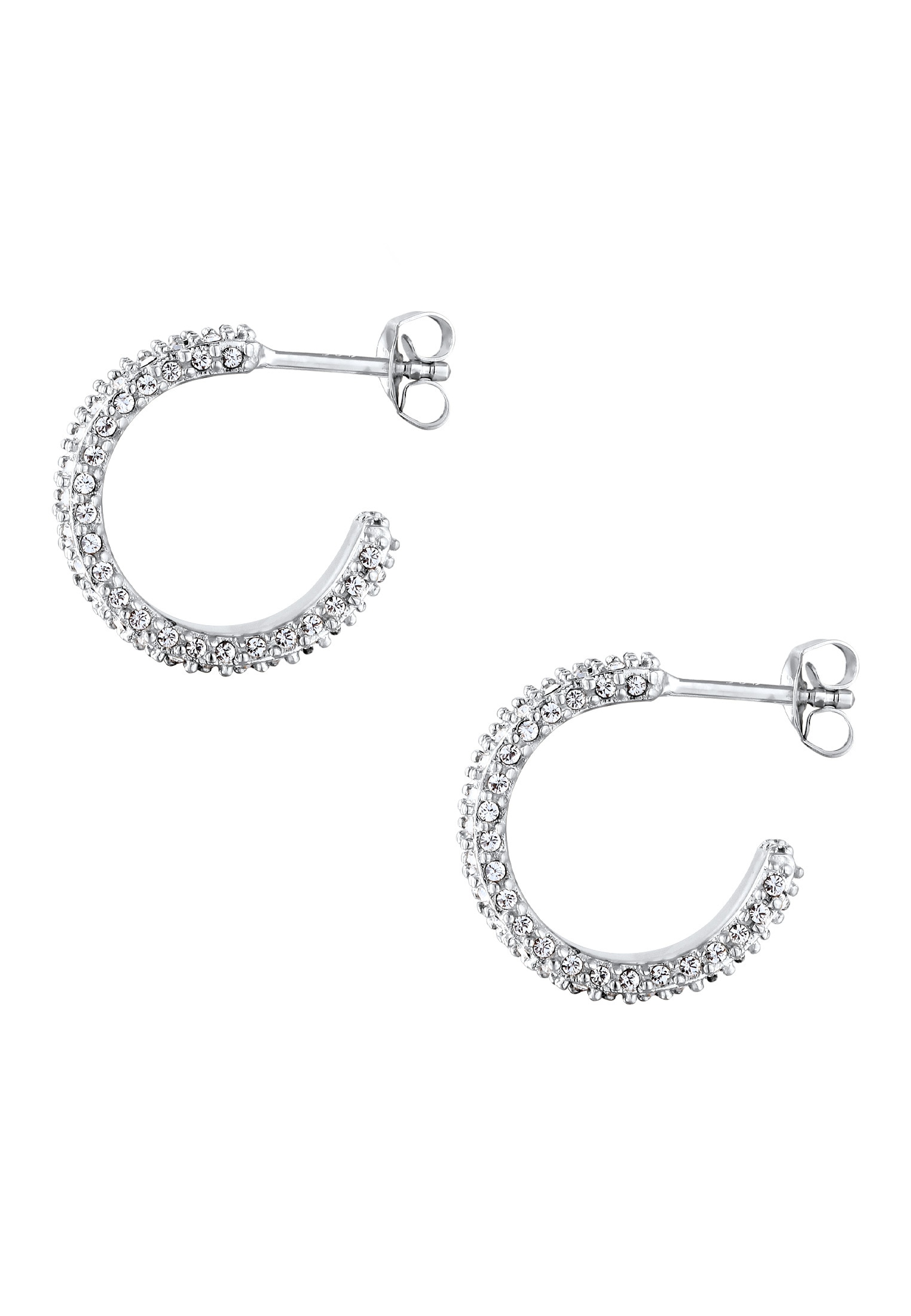 Elli Paar Ohrstecker »Ohrringe Ohrstecker Creolen Glas Kristalle Weiß 925 Sterling Silber«