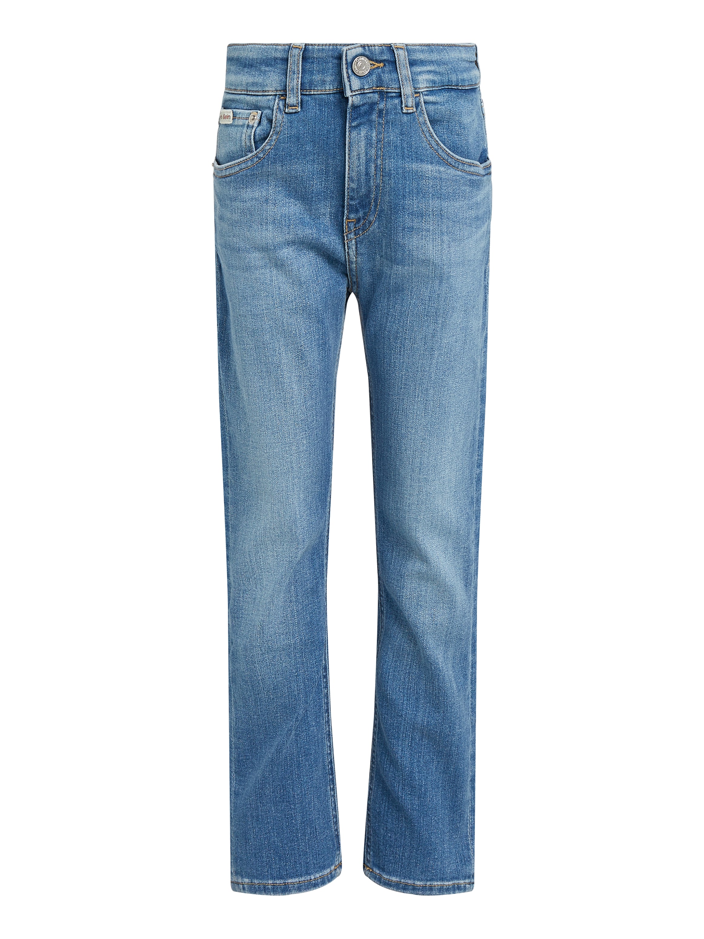 Calvin Klein Jeans Straight-Jeans »ESS. WASHED BLUE DAD«, für Kinder bis 16 Jahre mit Lederpatch