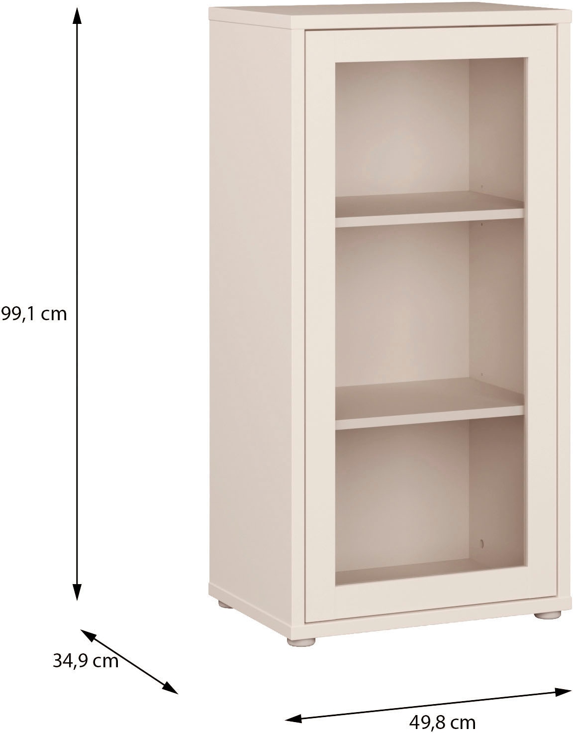 FORTE Kommode »Alice Springs Vitrine, erhältlich in 2 Größen Push to Open« Glatüre, Grifflos, 2 Ausführungen