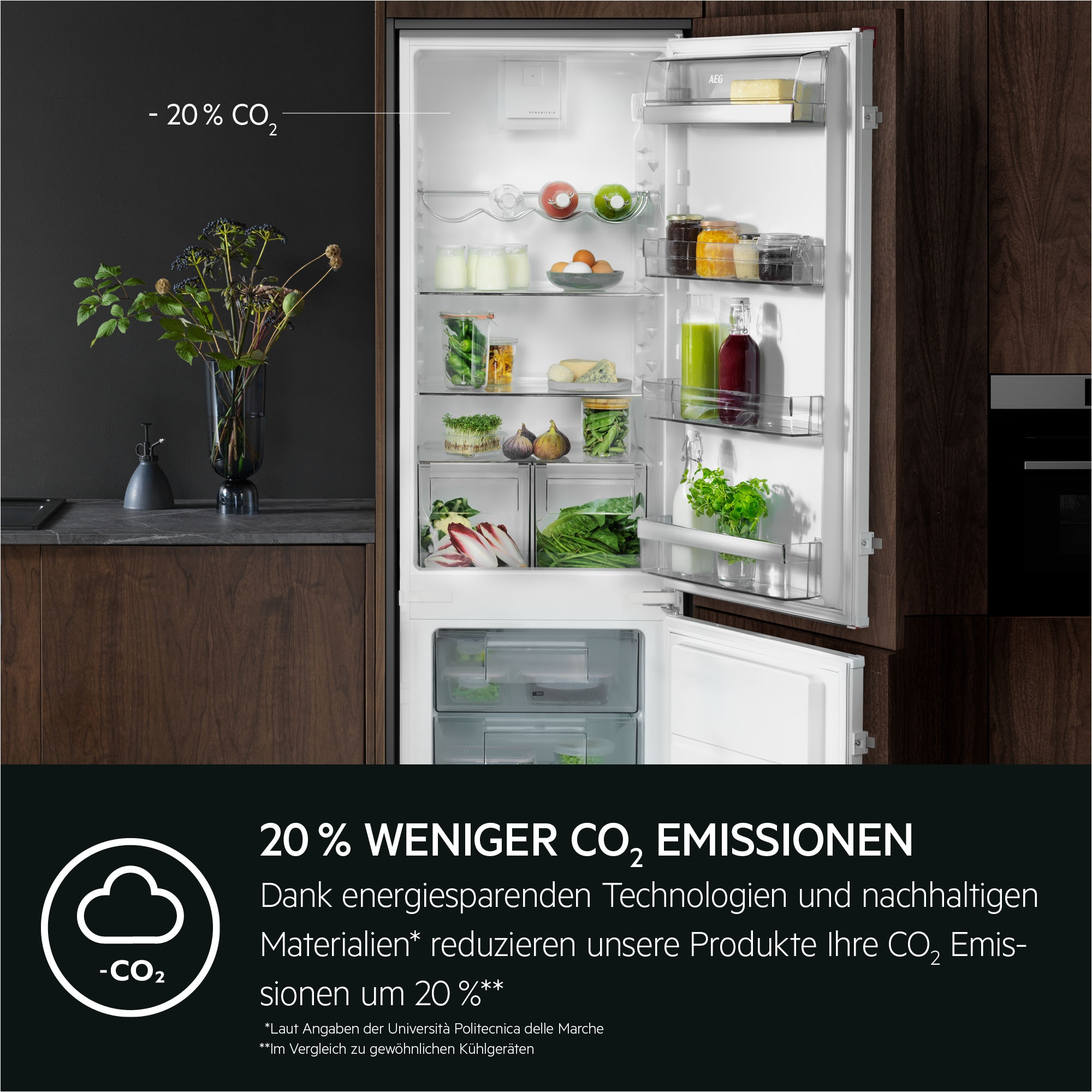 AEG Einbaukühlgefrierkombination Serie 8000 »TSC8M18WCC« 177 cm hoch 55,7 cm breit 360°Cooling-optimale Luftfeuchtigkeit & Zirkulation, NoFrost, Festtür