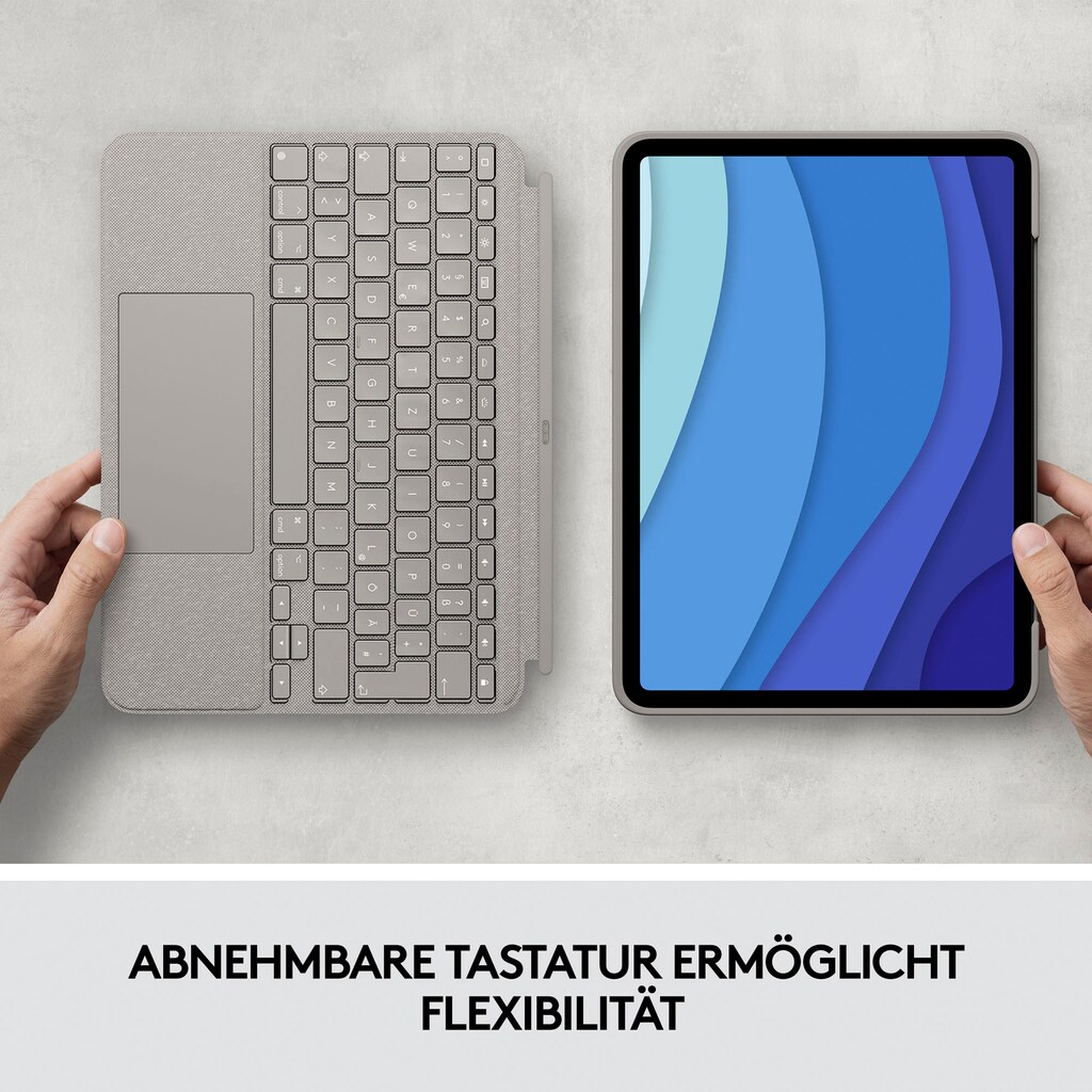 Logitech iPad-Tastatur »Combo Touch iPad Pro 11 Zoll«, (ausklappbare Füße-Multimedia-Tasten)