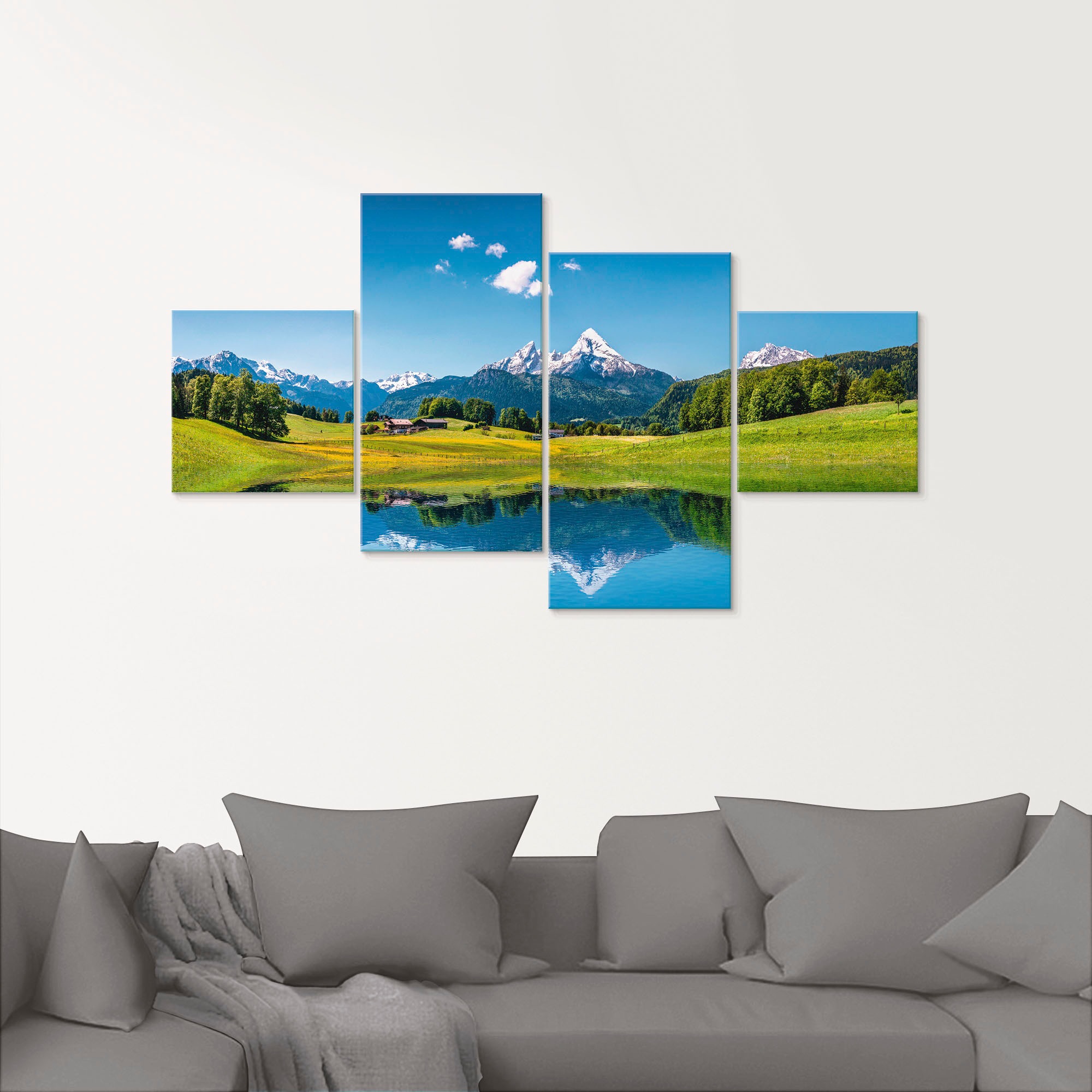 Artland Glasbild »Landschaft in den Alpen«, Berge, (4 St.), in verschiedenen Größen