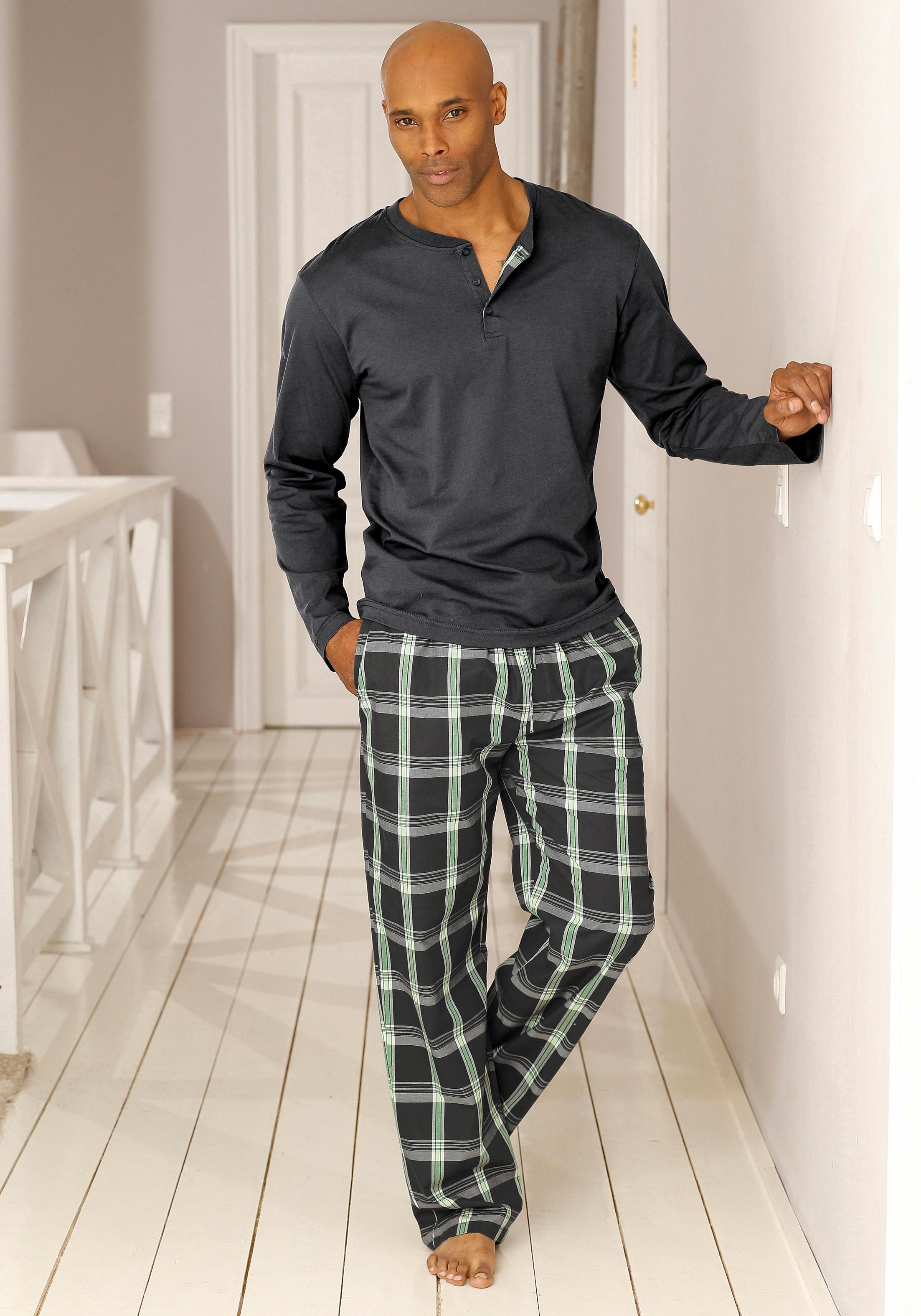H.I.S Pyjama (2 tlg. 1 Stück) mit langer karierter Webhose