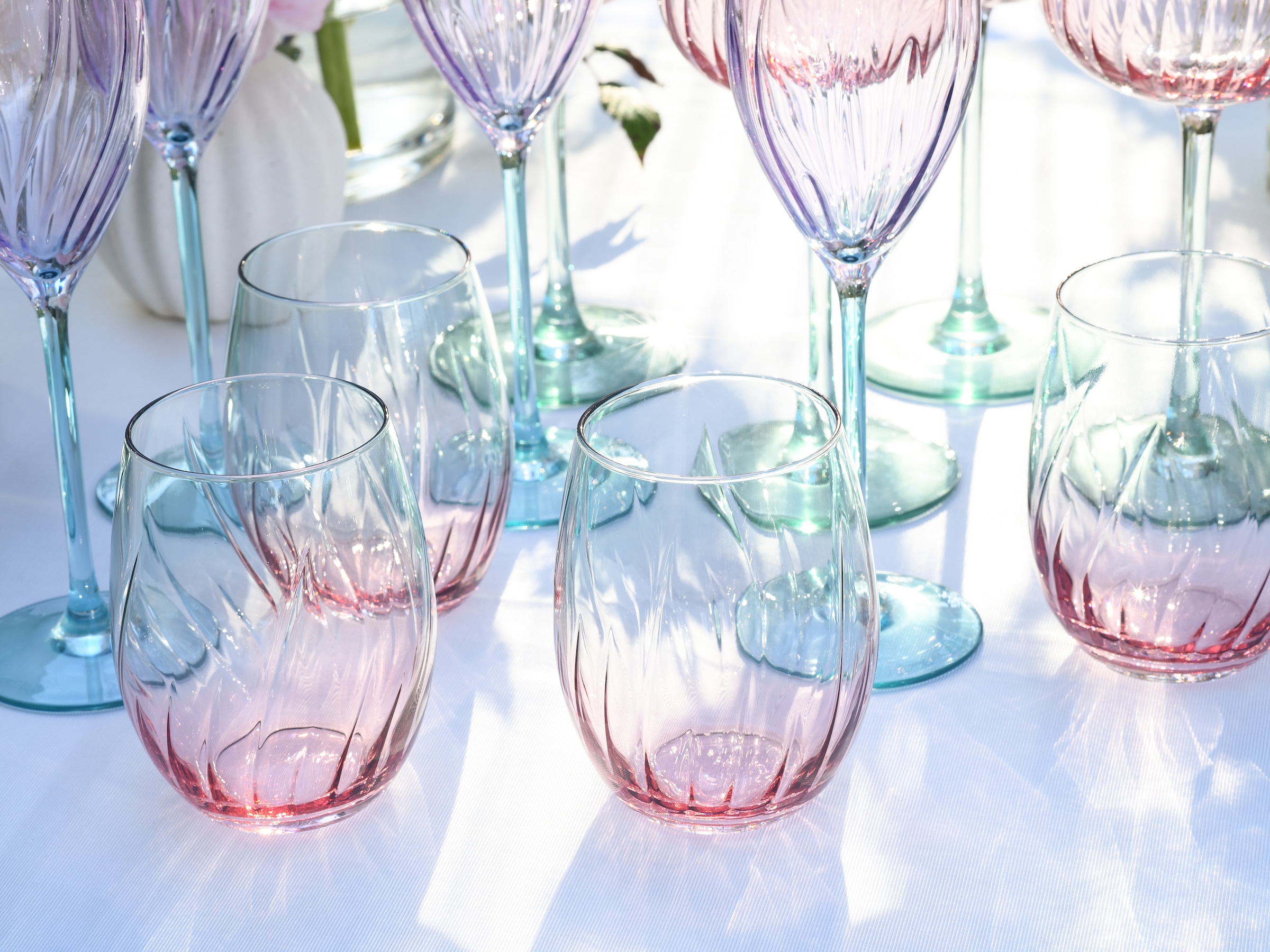 CreaTable Longdrinkglas »Swirly Spring, Longdrinkgläser-Set, 4-tlg.« Rillen Relief, Modern, Sommerlich, Leicht