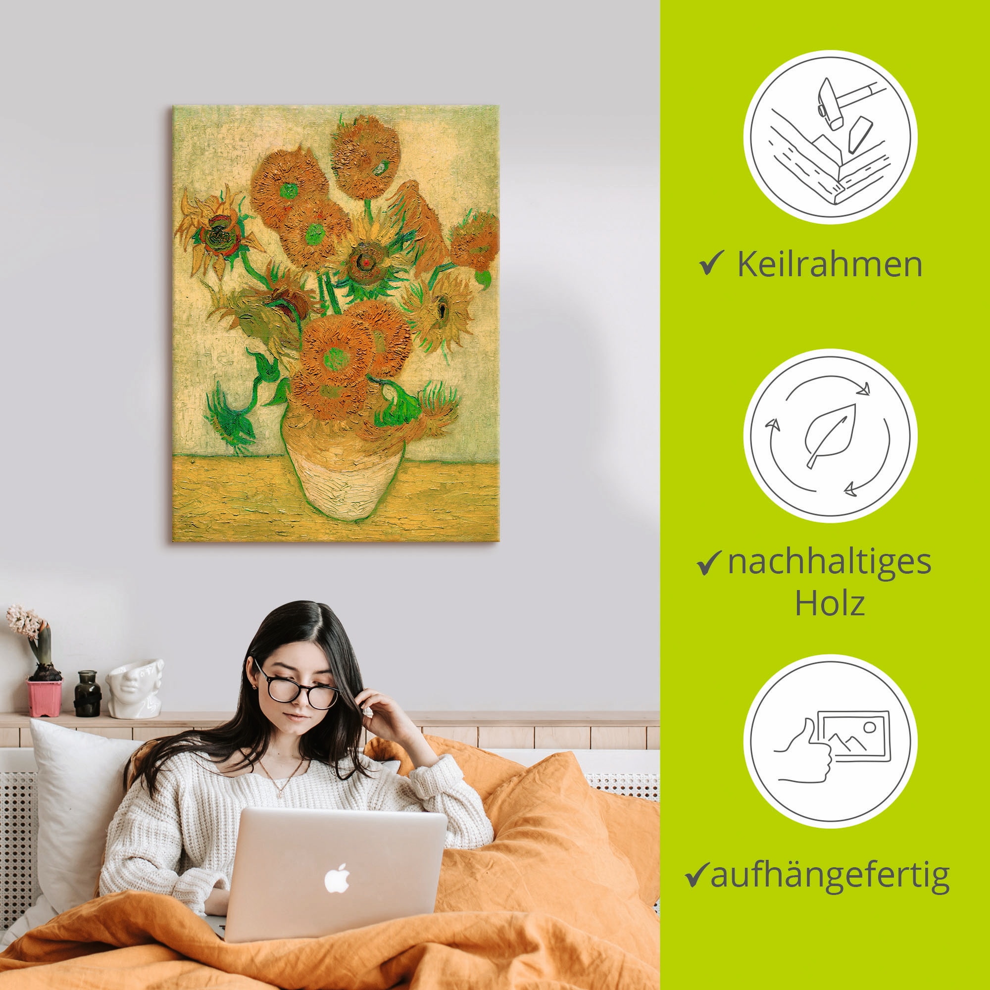 Artland Leinwandbild »Sonnenblumen« Blumen 1 Stk. tlg. auf Keilrahmen gespannt