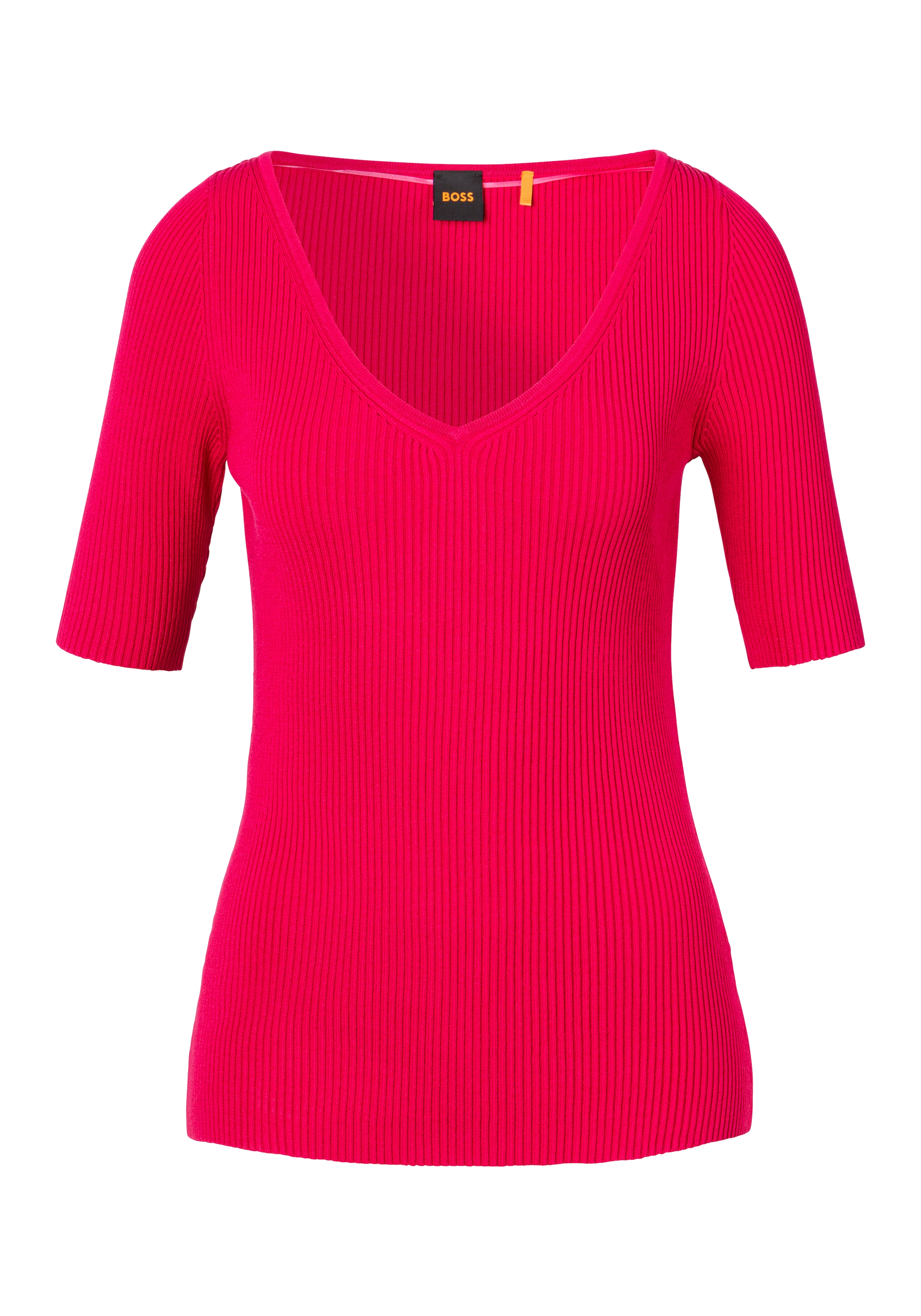 BOSS ORANGE Strickpullover »Faradisco Premium Damenmode«, mit BOSS Metallcharm