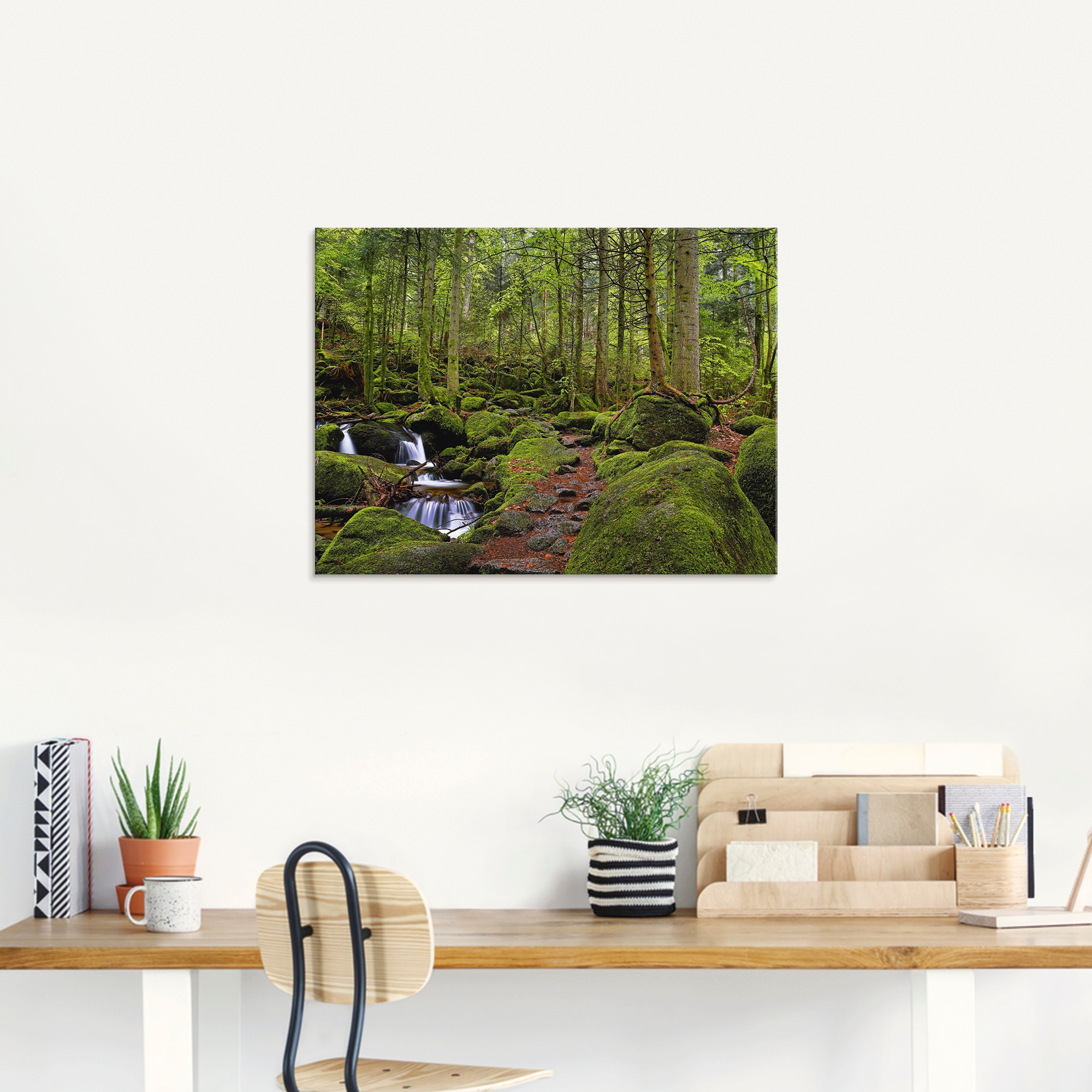 Artland Glasbild »Zauberwald mit Bach«, Wald, (1 St.), in verschiedenen Größen