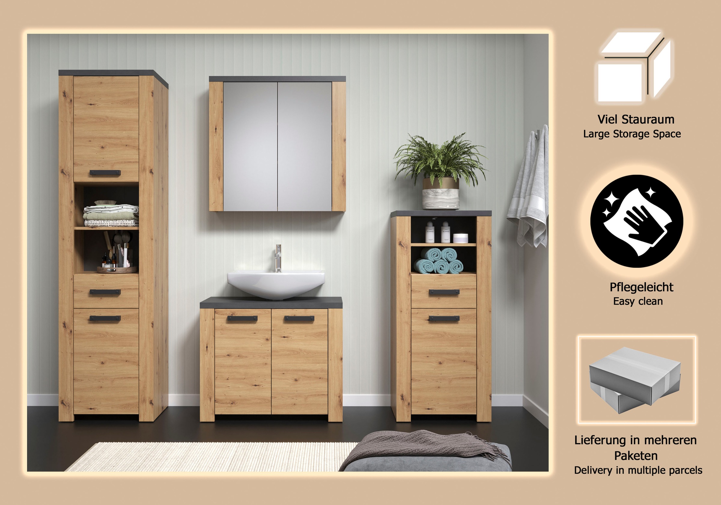 welltime Badezimmer-Set »Ambres« 4 Stk. tlg.