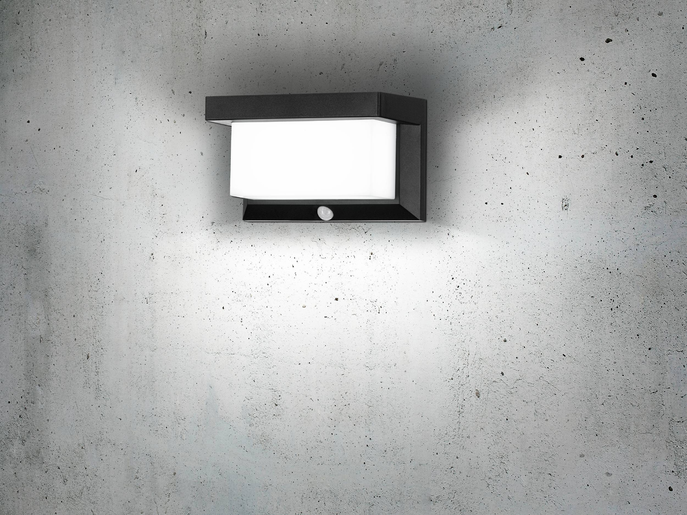 EGLO LED Solarleuchte »Utrera Solarlampe, Wandlampe aus Kunststoff, Außenbeleuchtung, IP44« LED-Modul 1 Stk. Kaltweiß Solarleuchte - L20 x B9 x H12 cm - schwarz - 32X0,12W inkl.