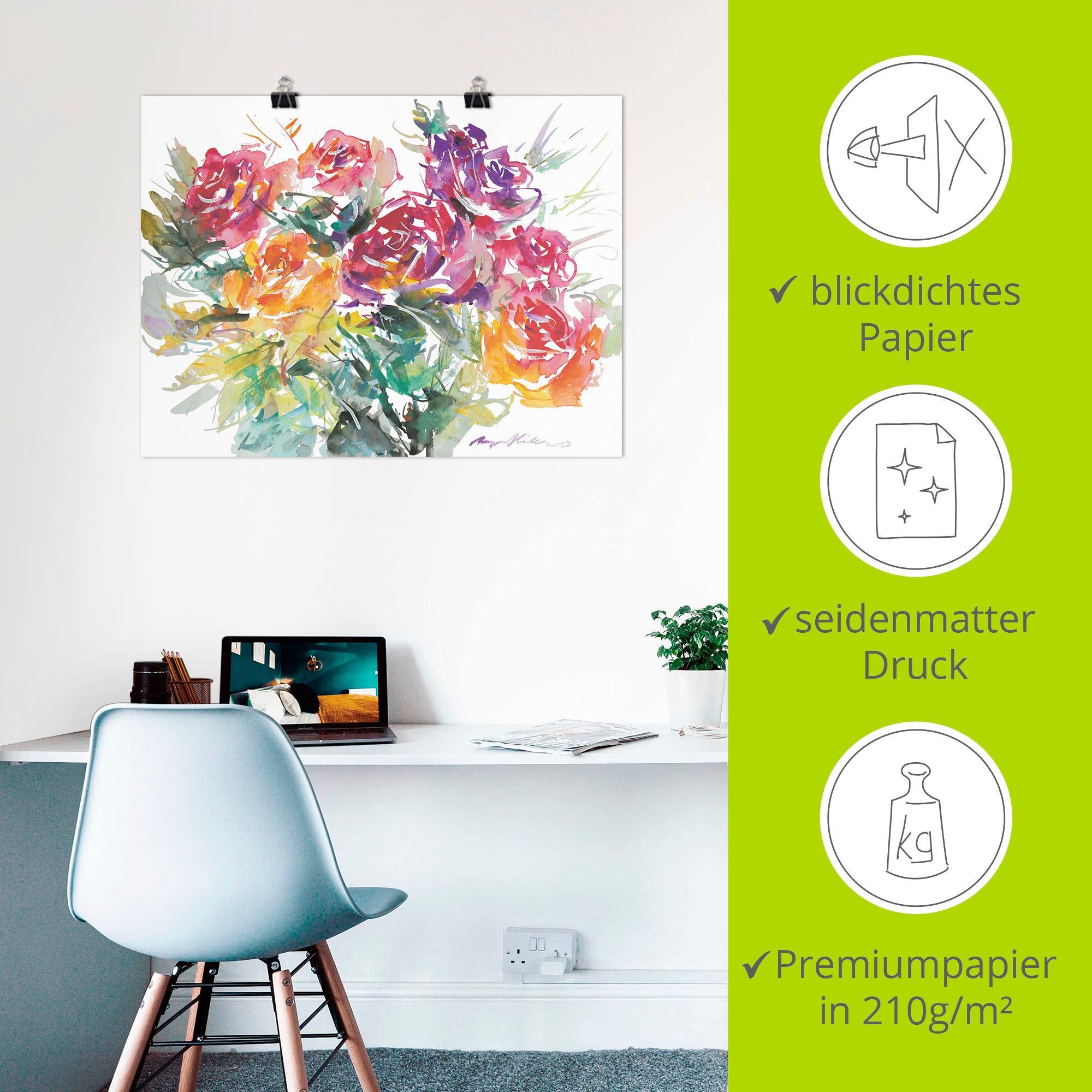 Artland Wandbild »Rosenstrauß«, Blumen, (1 St.), als Leinwandbild, Poster in verschied. Größen