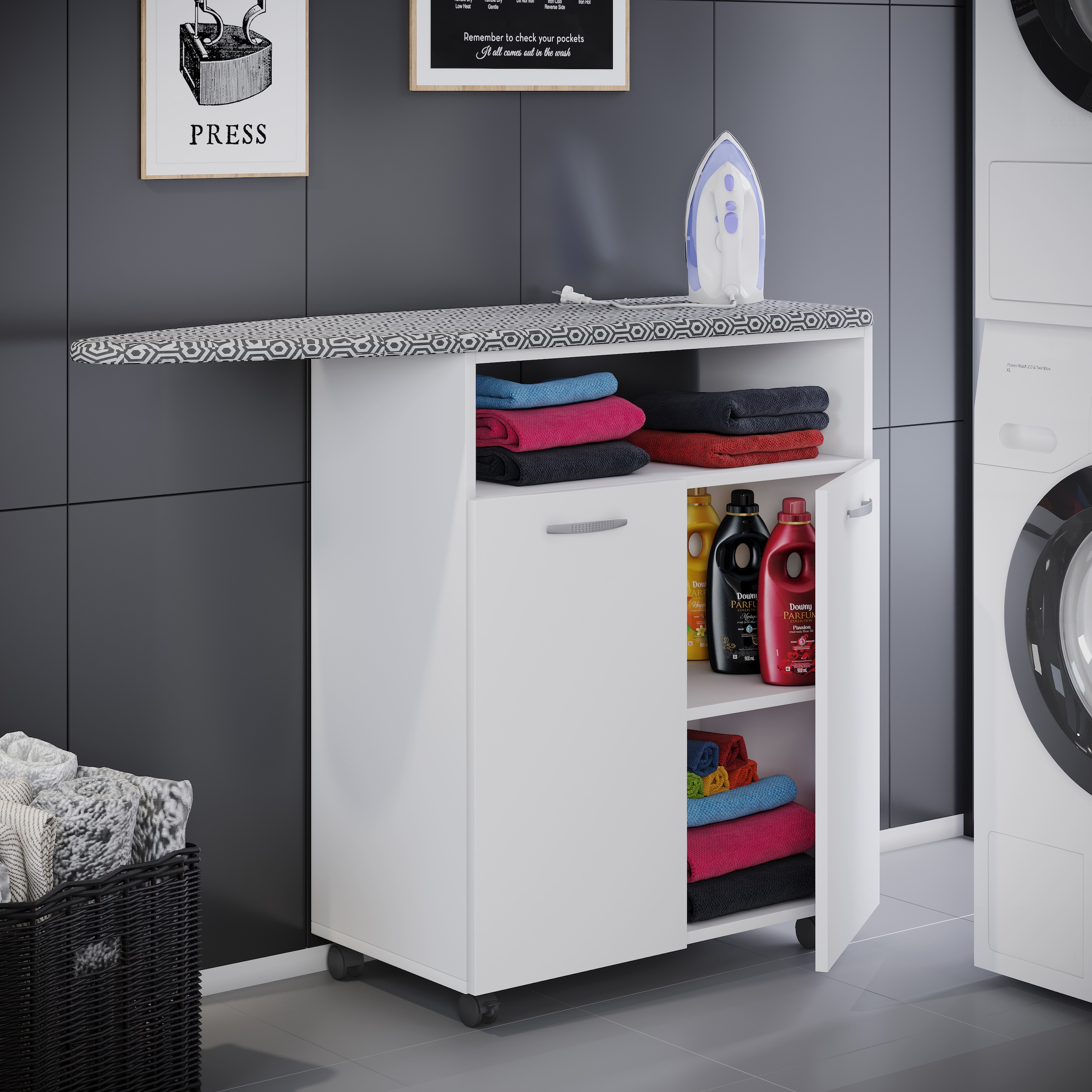 VCM Kommode »Holz Bügelbrett Kommode Sideboard Rollen Bigilo« 1 Stk. tlg.