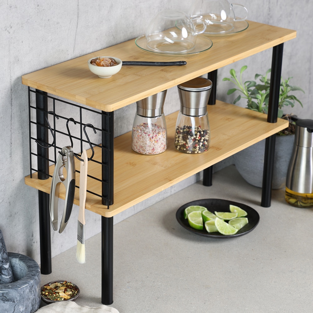 KESPER® Küchenregal »Regal aus Bambus« 1 Stk. tlg. mit Drahtgitter zum Aufhängen von Küchenutensilien