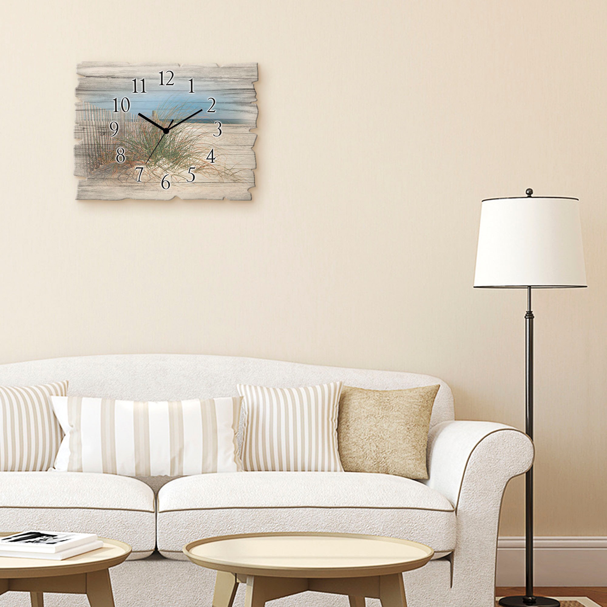 Artland Wanduhr »Schöne Sanddüne mit Gräsern und Zaun« wahlweise mit  Quarz- oder Funkuhrwerk, lautlos ohne Tickgeräusche