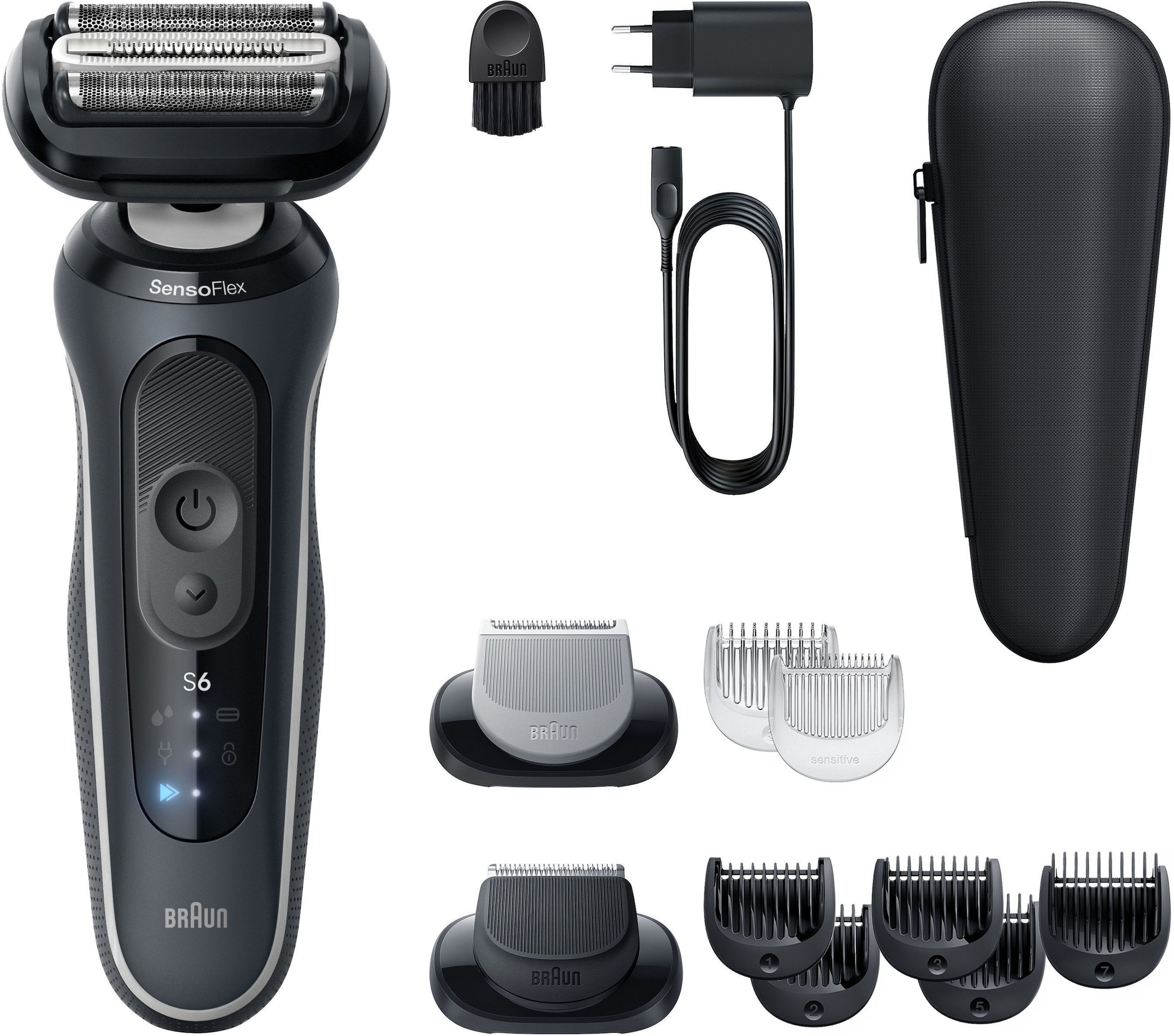 Braun Elektrorasierer »Series 6 62-G1650s« 2 Stk. Aufsätze 100% wasserdicht, +2 Aufsätze, bis zu 60 Min Akku, Made in Germany