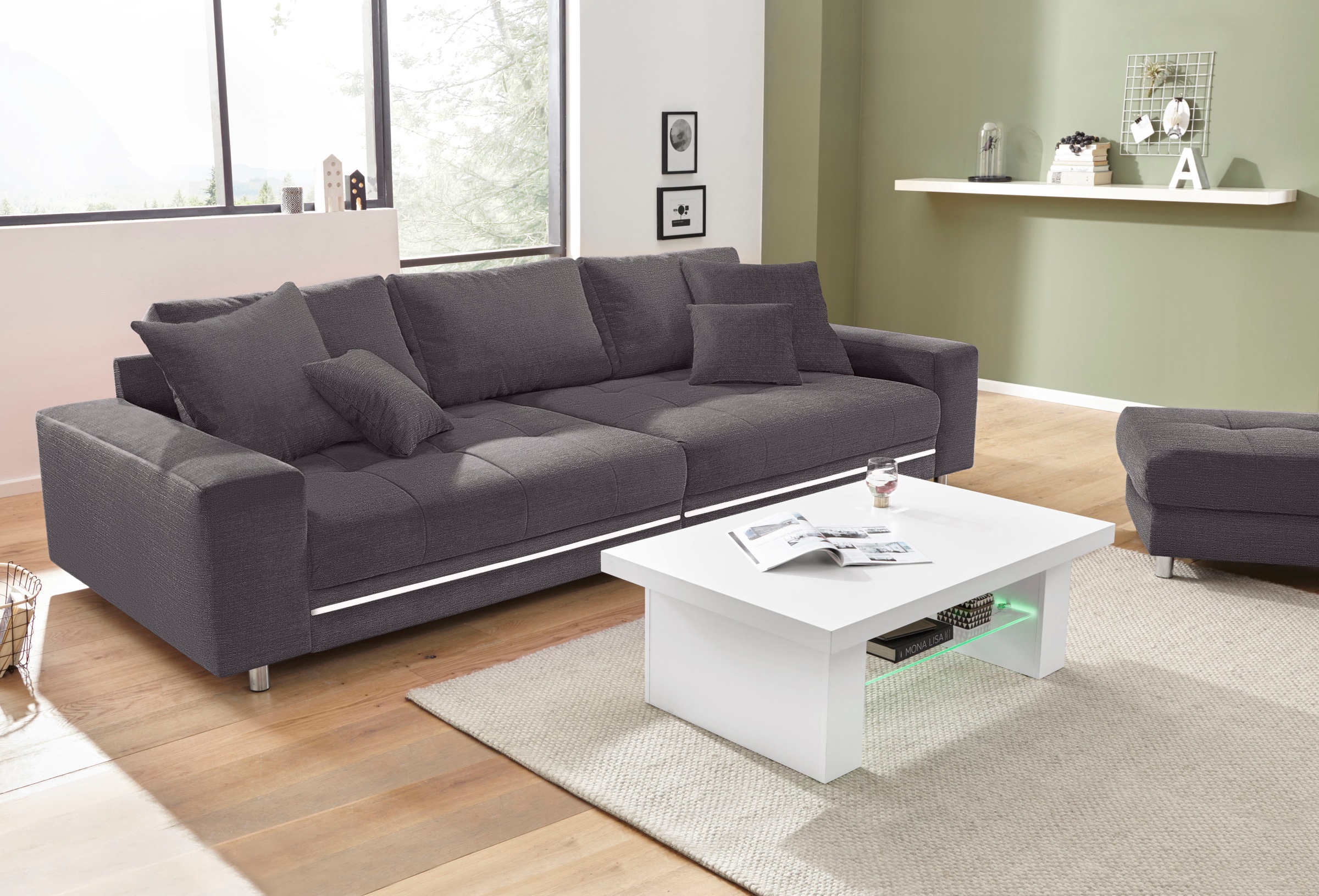 Via auf und Raten Nova Belastung/Sitz) mit (140kg bestellen Big-Sofa, RGB-LED-Beleuchtung wahlweise Kaltschaum