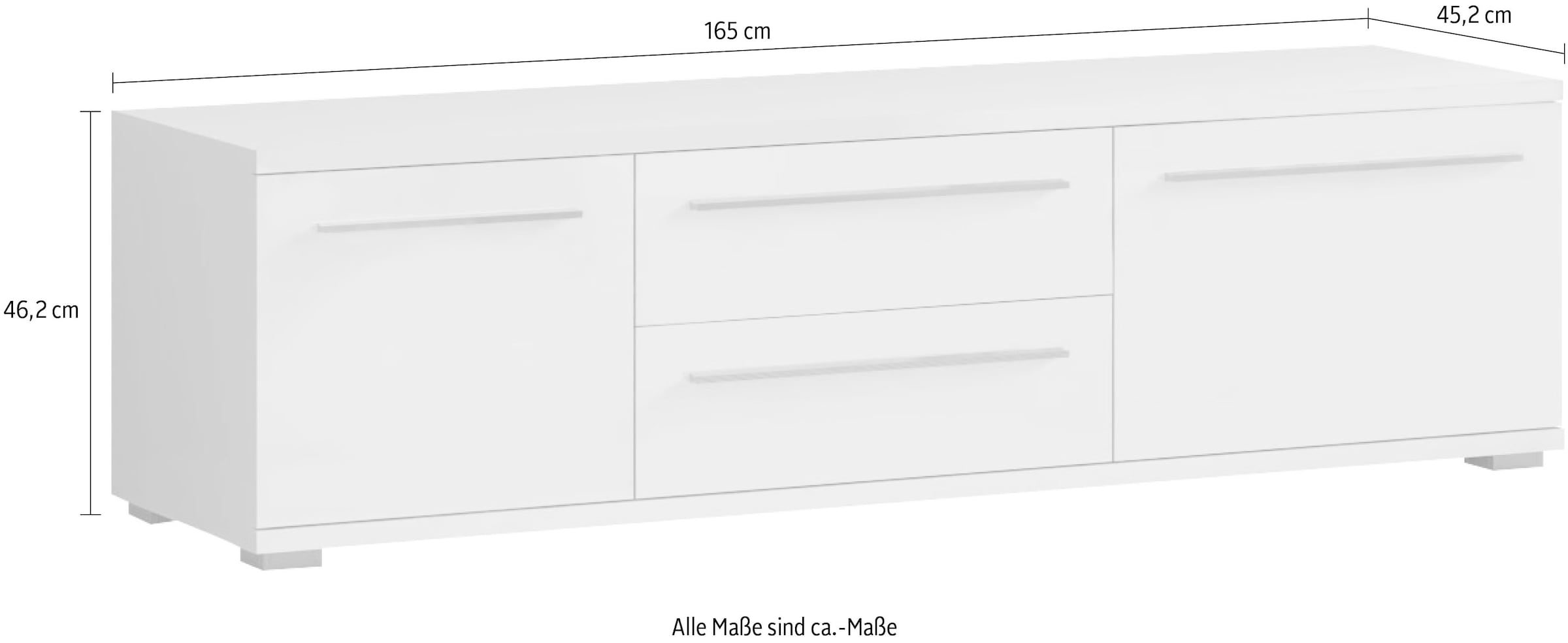 PLACES OF STYLE Lowboard »Piano TV-Kommode in Breite 165 oder 180 cm mit Soft-Close-Funktion« Hochglanz UV-lackiert, Br 180 cm mit versch. Tür- und Schubkastenmaße