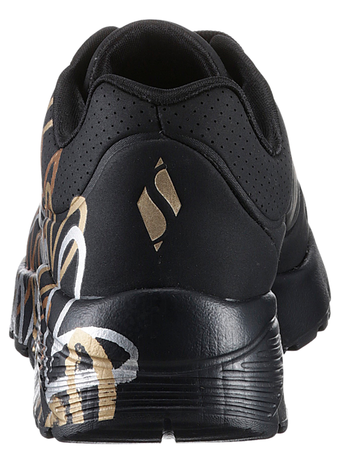 Skechers Plateausneaker »Skechers x JGoldcrown: Uno Lite - Metallic Love«  , Schnürschuh, Keilsneaker mit Herzchen im Metallic Look bedruckt