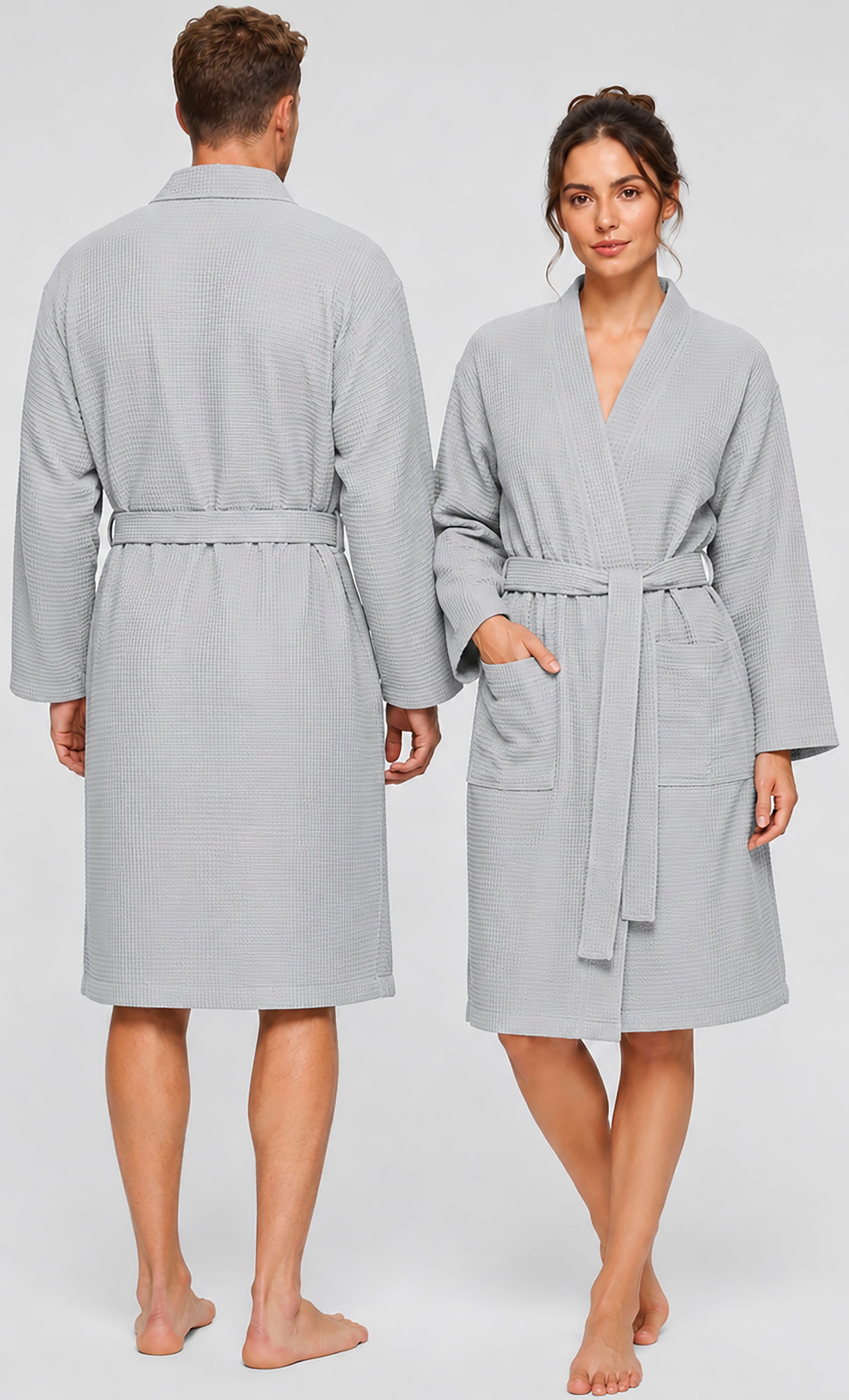 OTTO home Unisex-Bademantel »Nora, ideal für Sauna & Spa, Hotelbademantel, Morgenmantel« 1 Stk. Damen & Herren, Kimono-Kragen, Waffelpiqué, Baumwolle, Reisebademantel