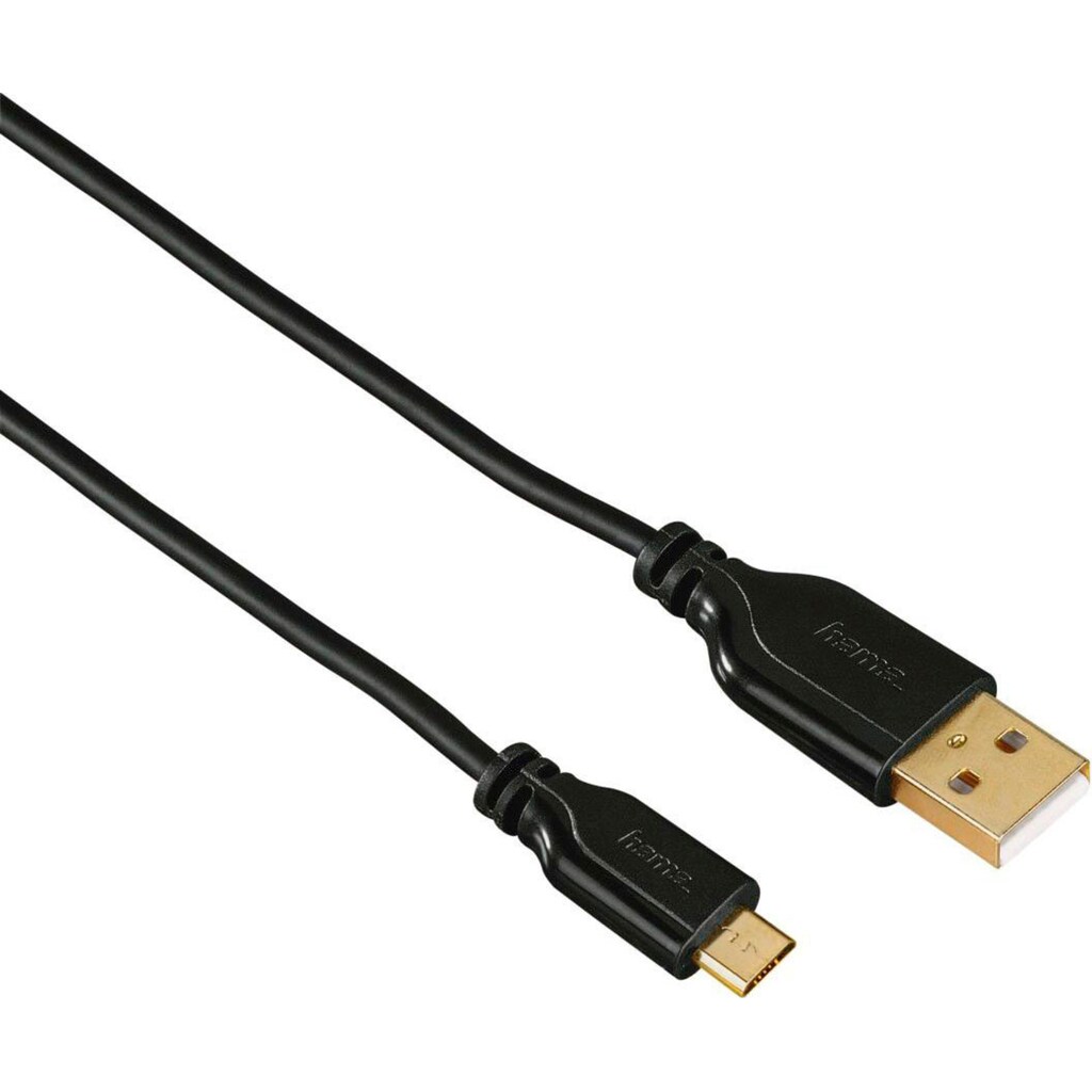 Hama USB-Kabel »Micro-USB-Kabel, vergoldet, verdrehsicher, Schwarz, 0,75 m USB-Kabel«, Micro-USB-USB Micro-B-USB Typ A, 750 cm