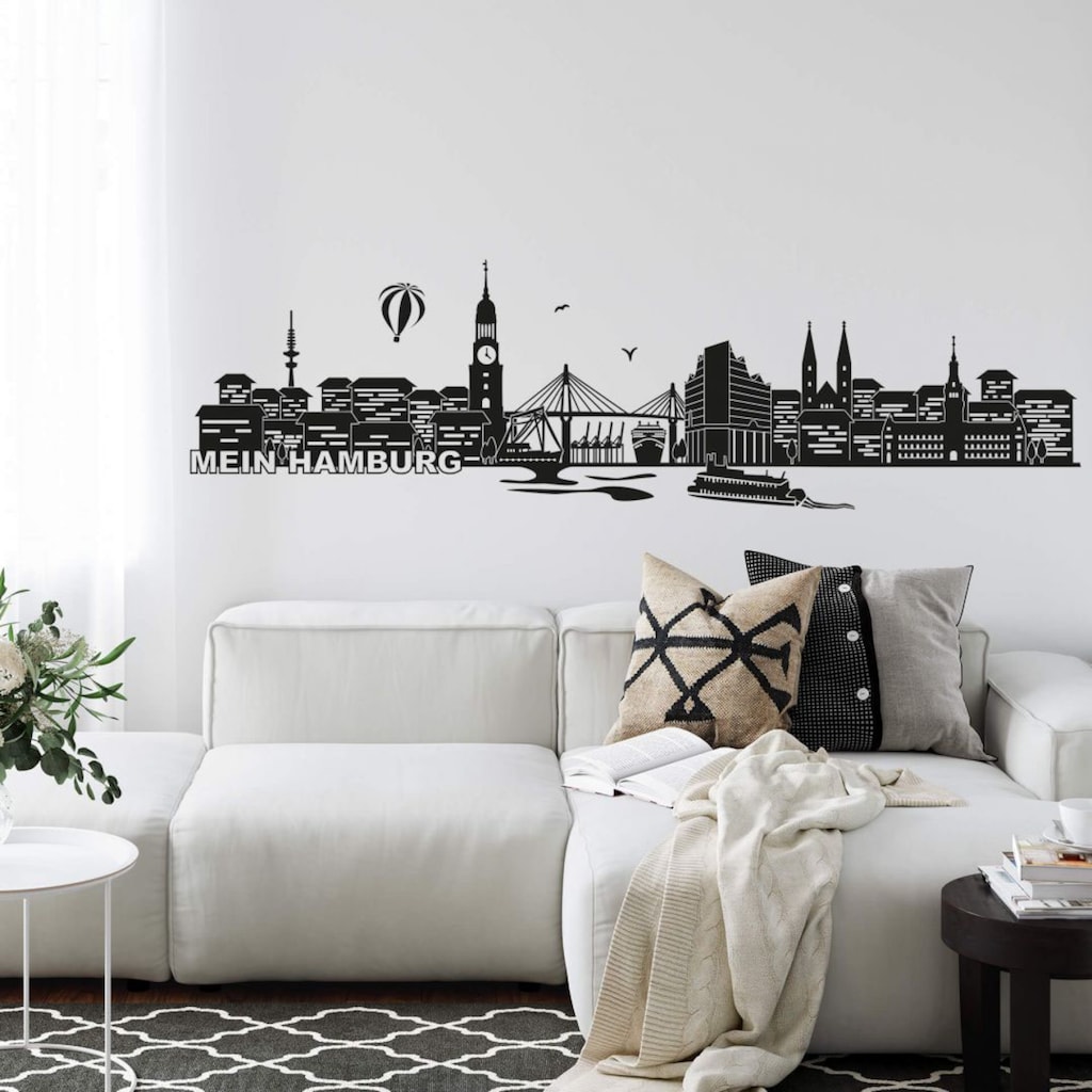 Wall-Art Wandtattoo »XXL Stadt Skyline Hamburg 120cm«, (1 St.)