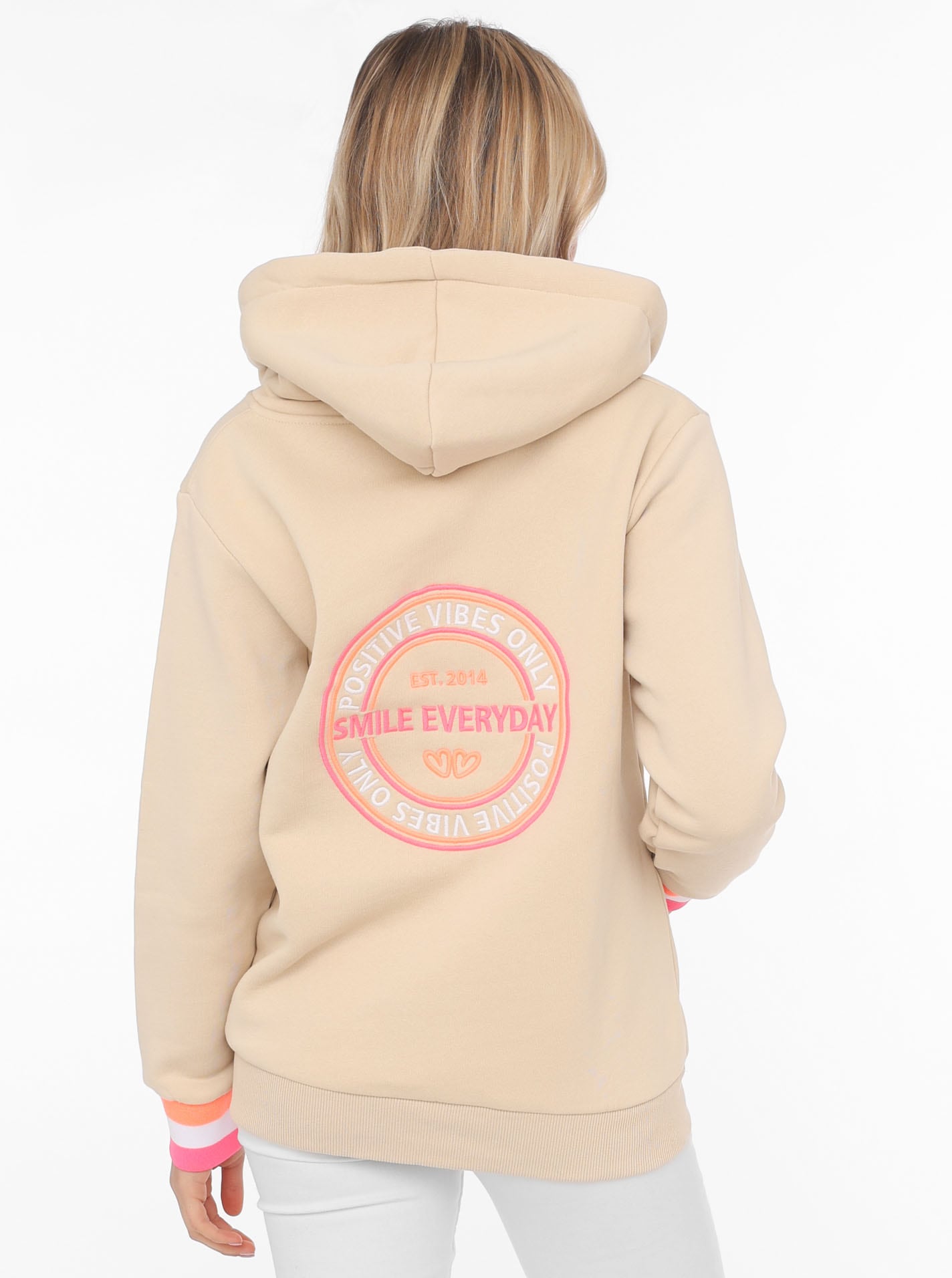 Zwillingsherz Sweatjacke, mit Kapuze, Backprint, Detailprint vorne