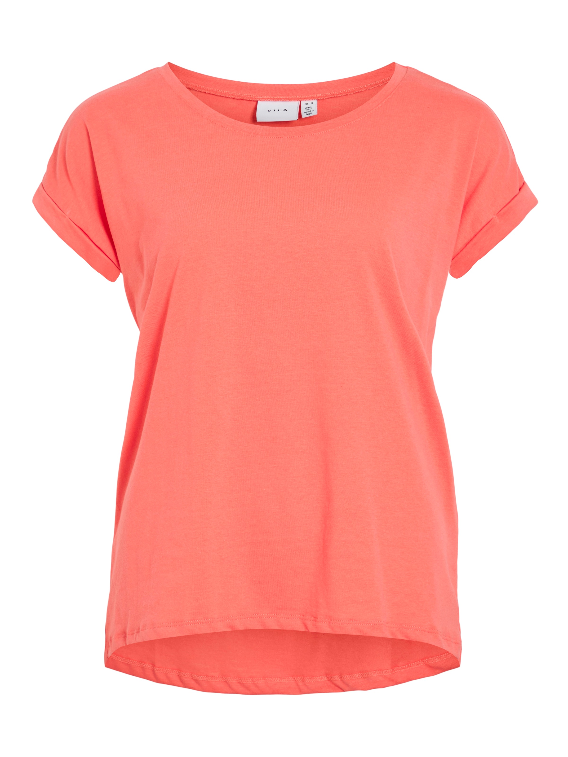 Vila Rundhalsshirt »VIDREAMERS NEW PURE T-SHIRT/SU-NOOS«, Basic Damen-T-Shirt mit Rundhalsausschnitt und umgeschlagenen Ärmeln