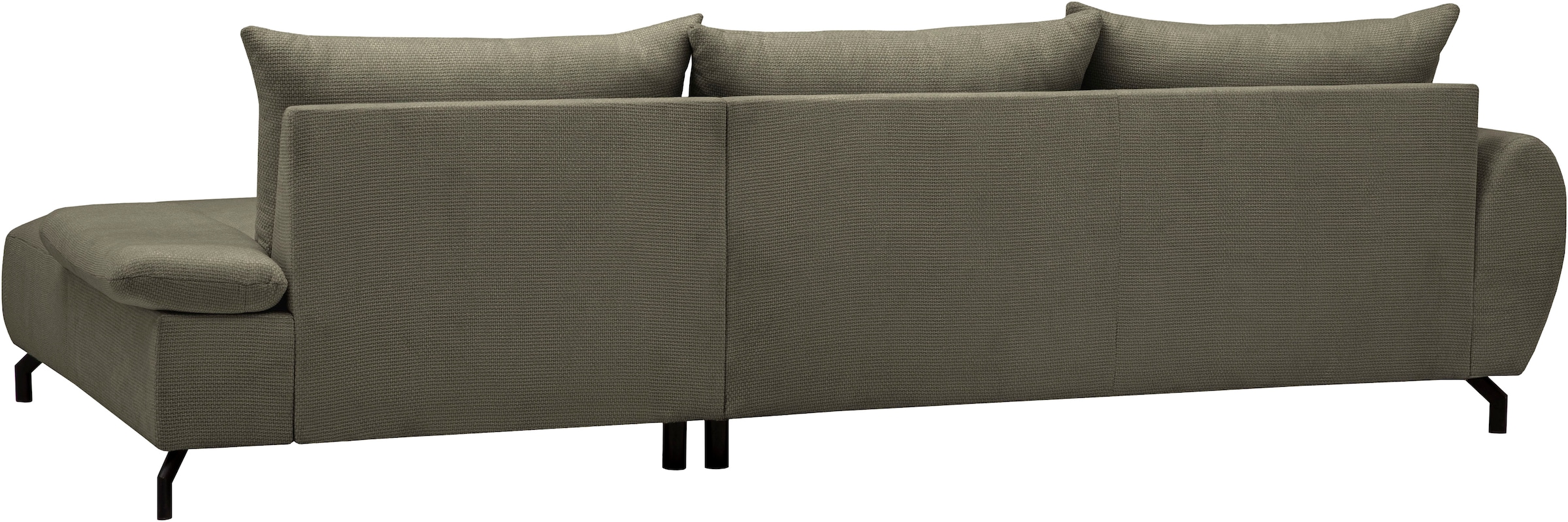 OTTO home Ecksofa »KELLIE, L-Form, 315 cm, verstellbare Armlehne, Metallfüße,« wahlweise Recamiere links o. rechts, Chenille-Stoff, hoher Sitzkomfort