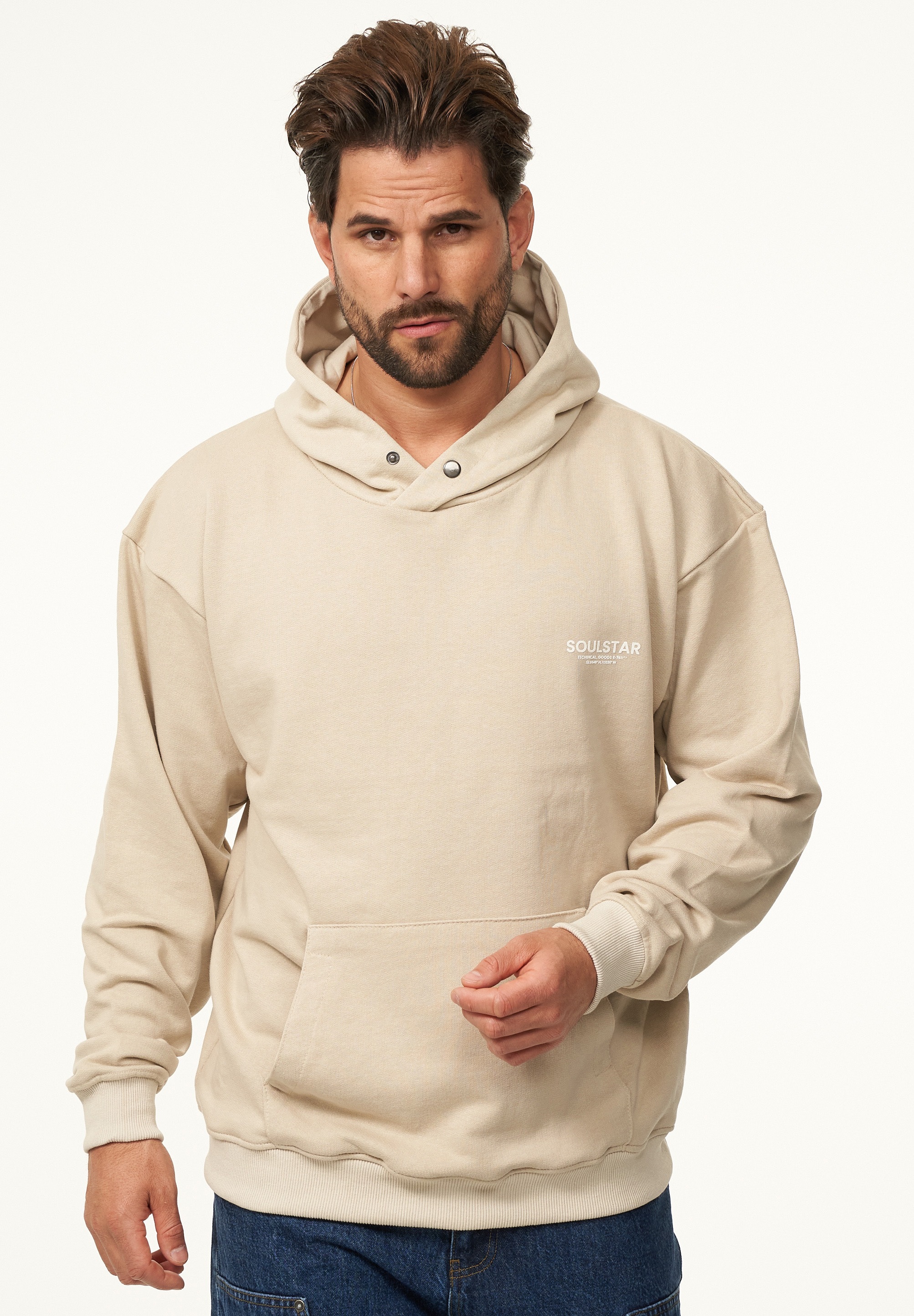 SOULSTAR Hoodie »Oversize Kapuzenpullover mit Button Pullover Sweater für Herren«
