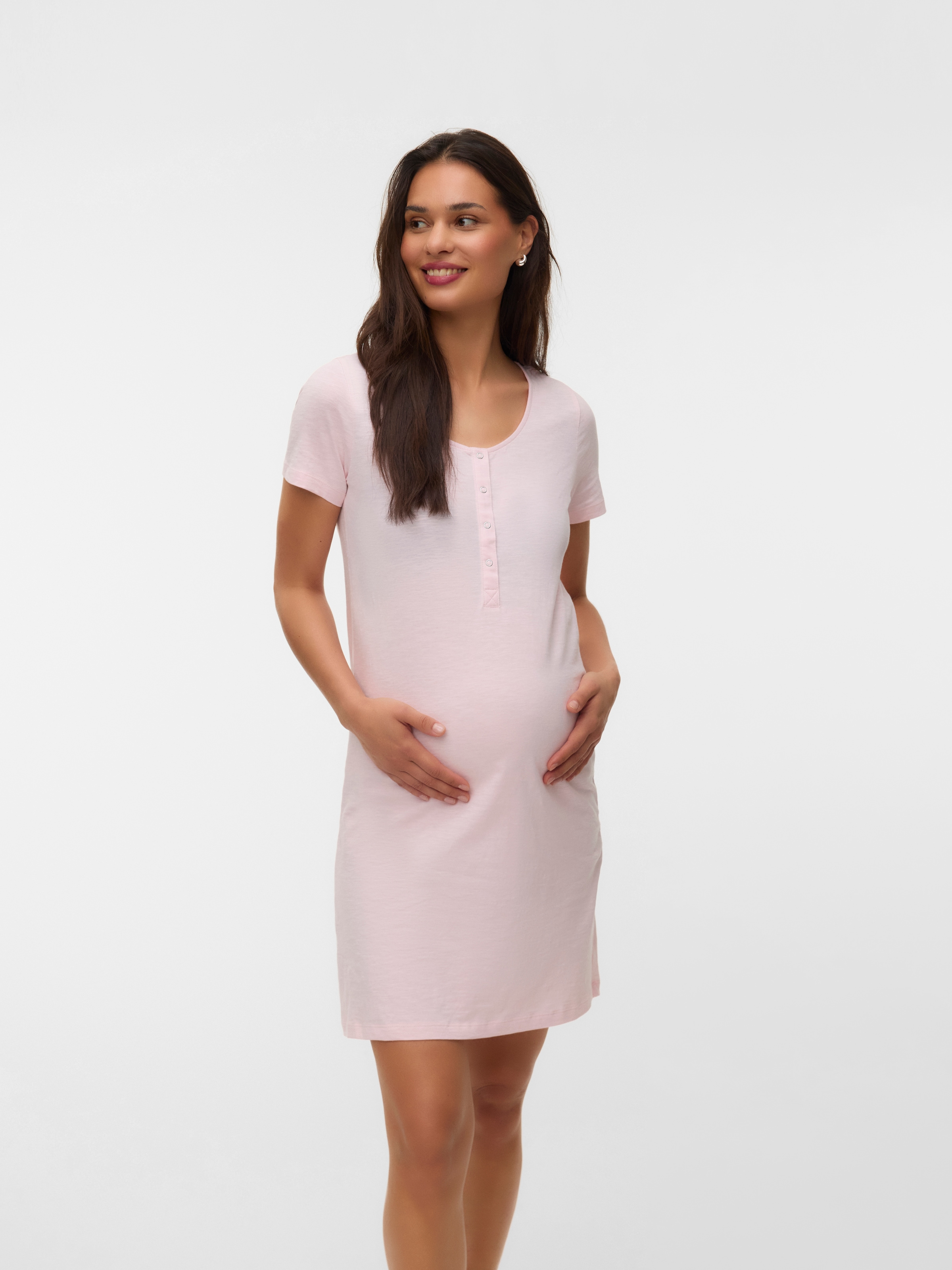 Mamalicious Umstandsnachthemd »MLMIRA JRS NIGHTGOWN 2F 2-P NOOS« Packung, 2 tlg. aus Baumwollmischung, knielanger Schnitt, mit Rundhalsausschnitt