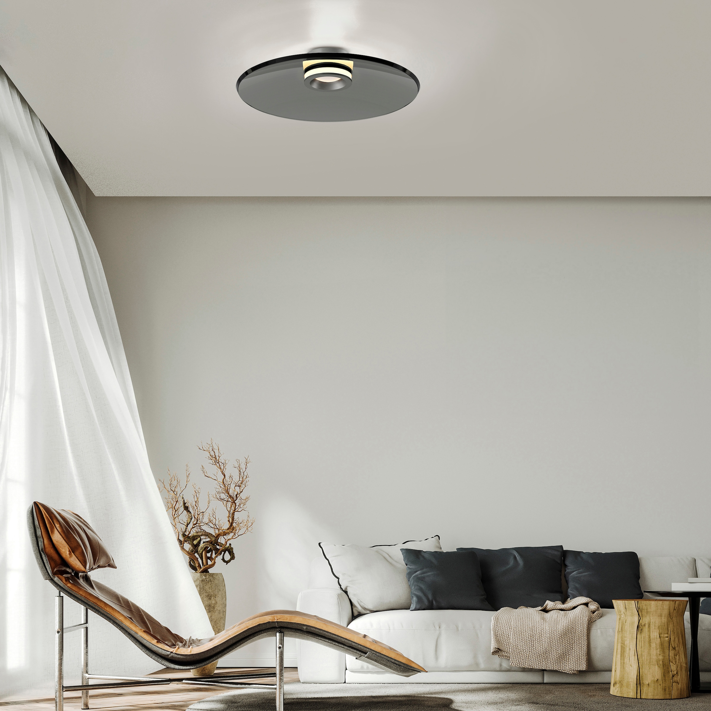 Neuhaus PURE LED Deckenleuchte »PURE Moon« LED-Board 1 Stk. Warmweiß Dimmfähig über separaten Tronicdimmer, Glas Rauchfarben