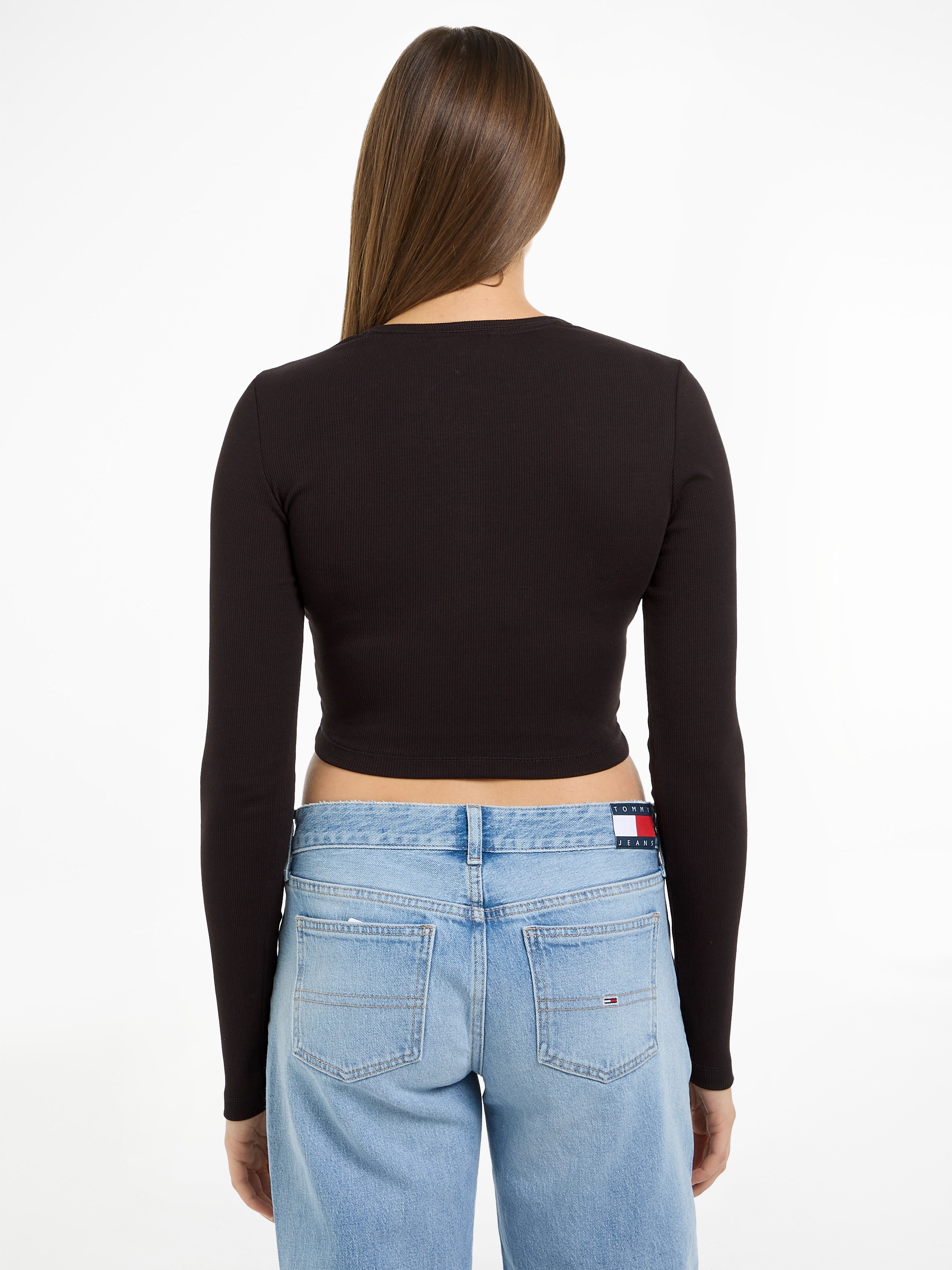 Tommy Jeans Langarmshirt »TJW CRP HENLEY TOP LS«, in modischer Cropped Form