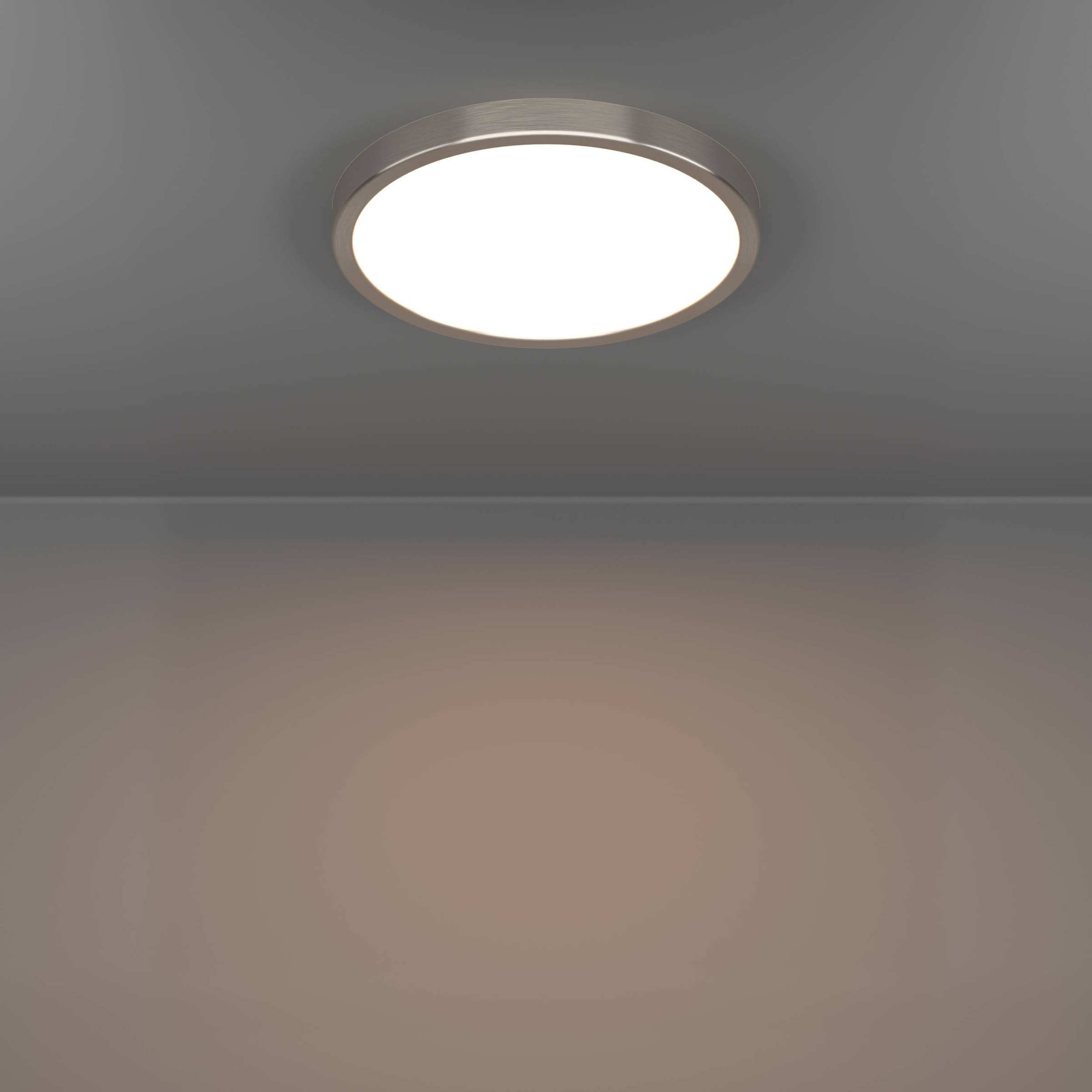 EGLO Aufbauleuchte »Fueva 6 Deckenleuchte, Badlampe Decke, Metall und Kunststoff, IP44« LED-Modul 1 Stk. Kaltweiß | Neutralweiß | Warmweiß Aufbauleuchte - H2,5 x Ø27,8 cm - nickel-matt - 14,2W inkl.