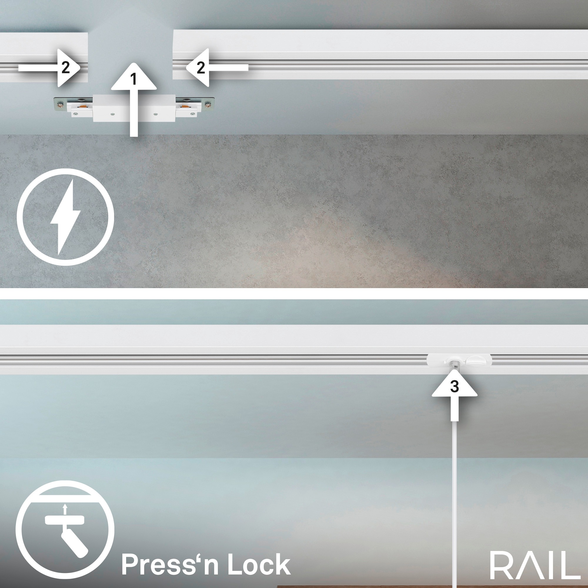 Briloner Leuchten Schienensystem-Sets »RAIL« GU10 7 Stk. Schienensystem Rail 1,5 m Weiß max. 9W Decke Wohnzimmer Büro Küche