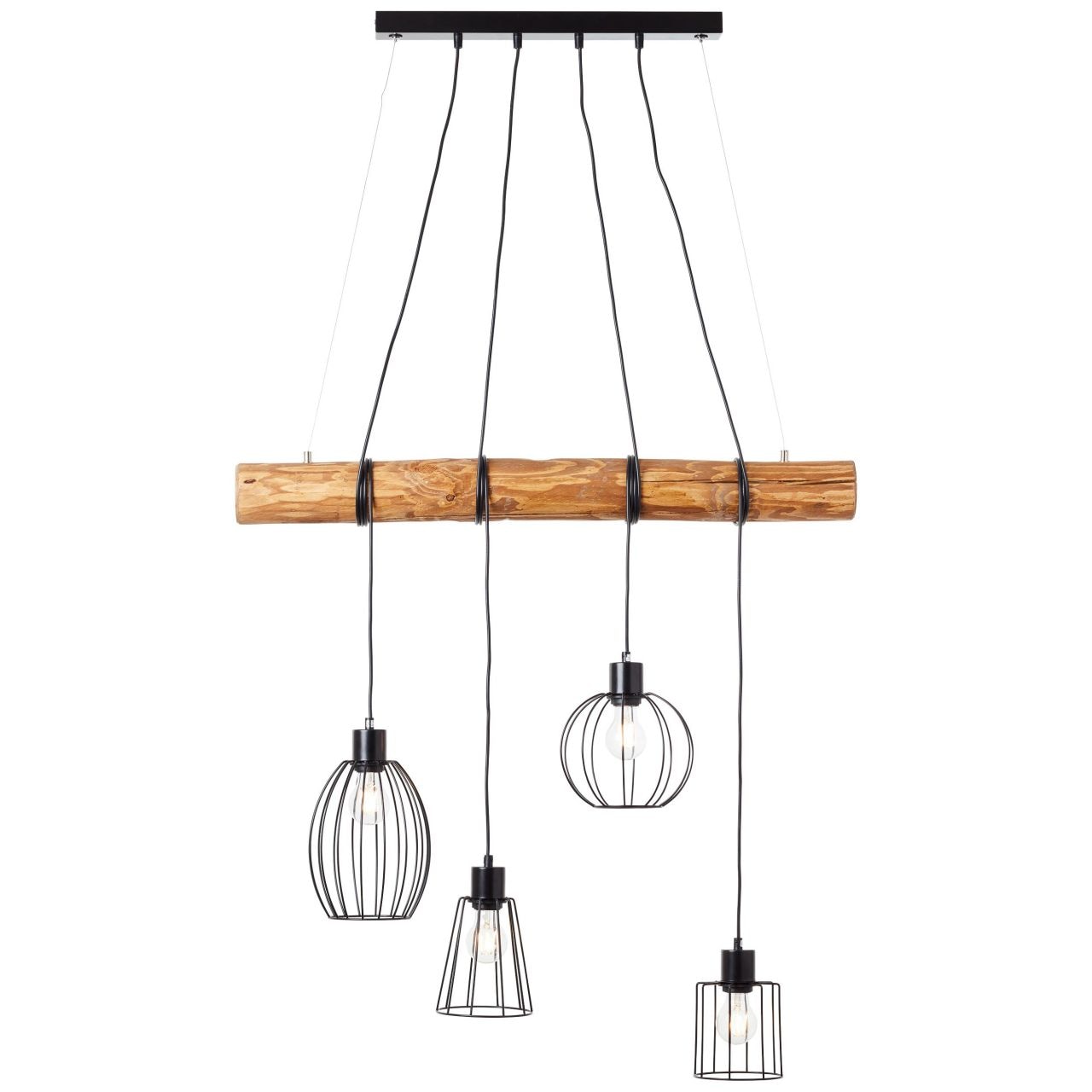 Brilliant Pendelleuchte »Keyla«, 4 flammig, Leuchtmittel E27 | ohne Leuchtmittel, Hängelampe 4flg schwarz/holzfarbend