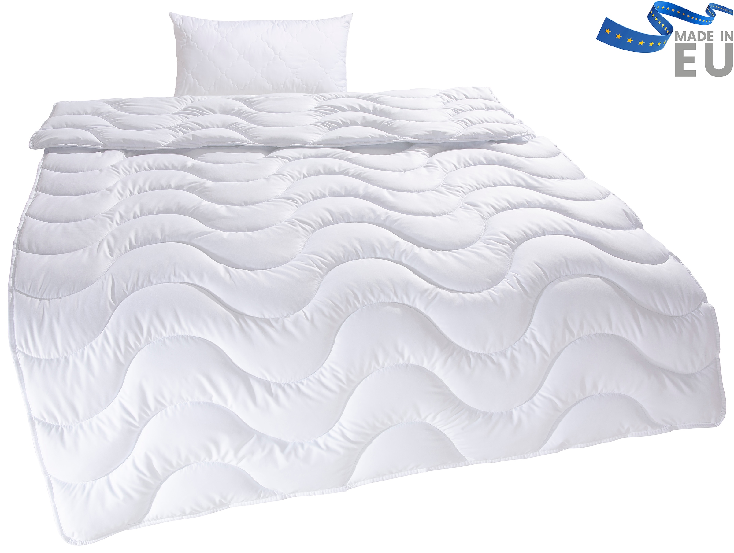 my home Microfaserbettdecke + Microfaserkissen »Mailo, Bettdecke 135x200 cm, 155x220 cm« 2-tlg., Set mit Kissen 80x80 cm, Sommer, Winter